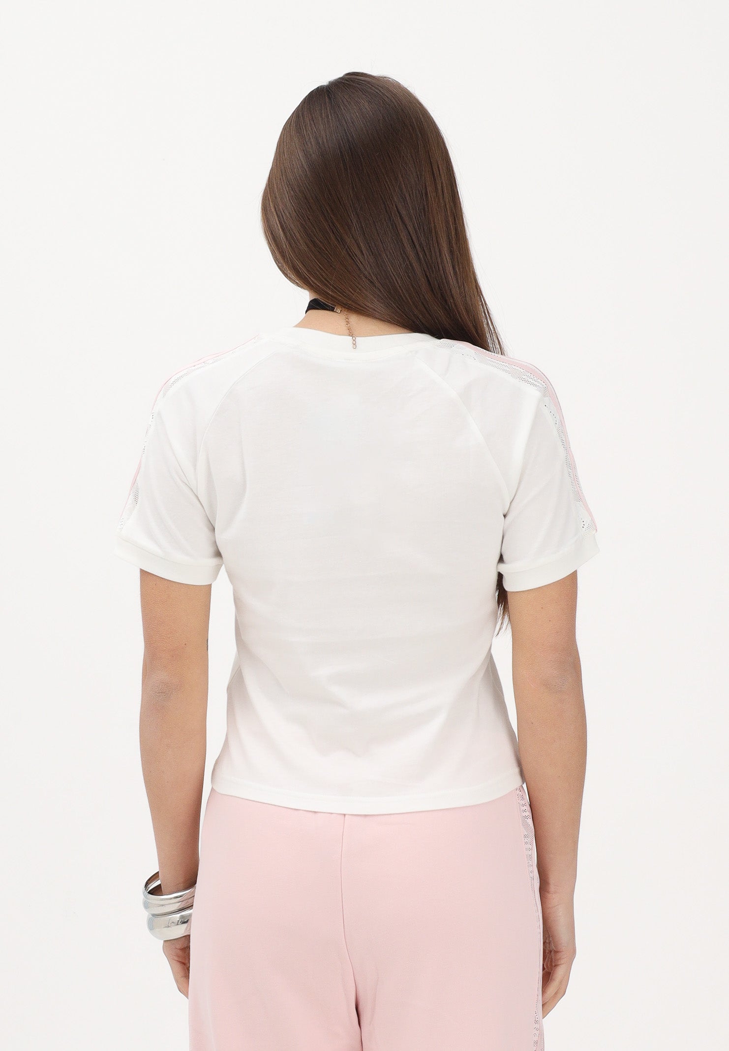 ADIDAS ORIGINALS T-shirt a manica corta LACE CALI bianca da donna KG3609 . ADIDAS ORIGINALS