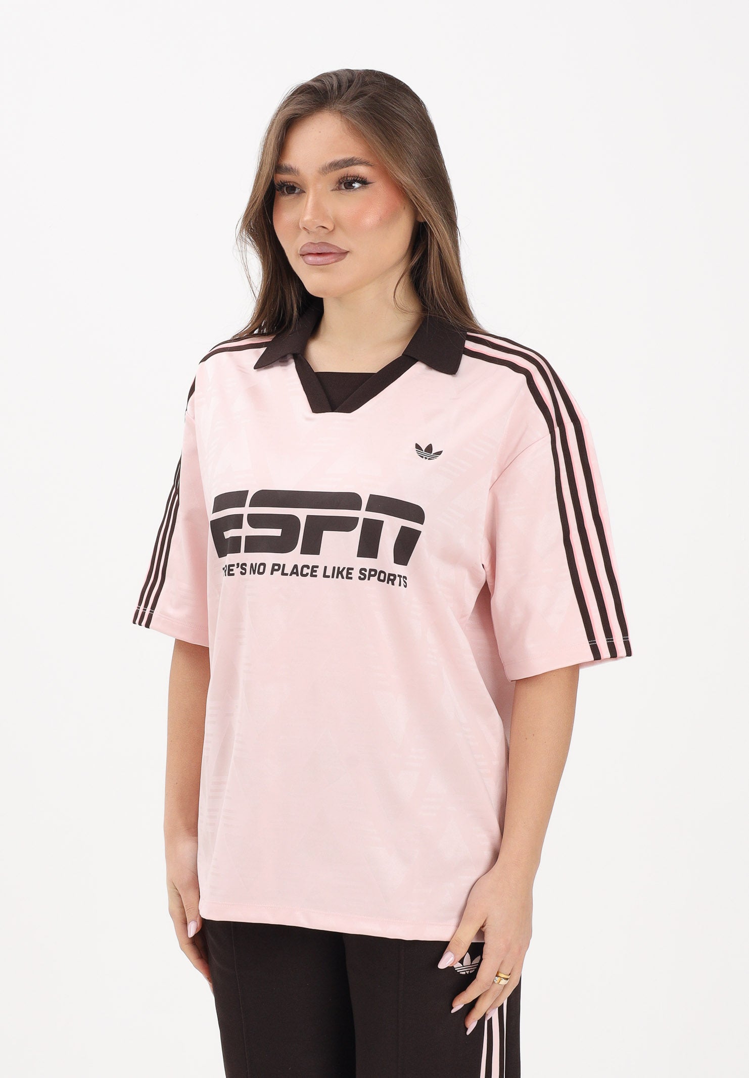 ADIDAS ORIGINALS Polo a manica corta Football Sponsor rosa e marrone da donna KG3611 . ADIDAS ORIGINALS