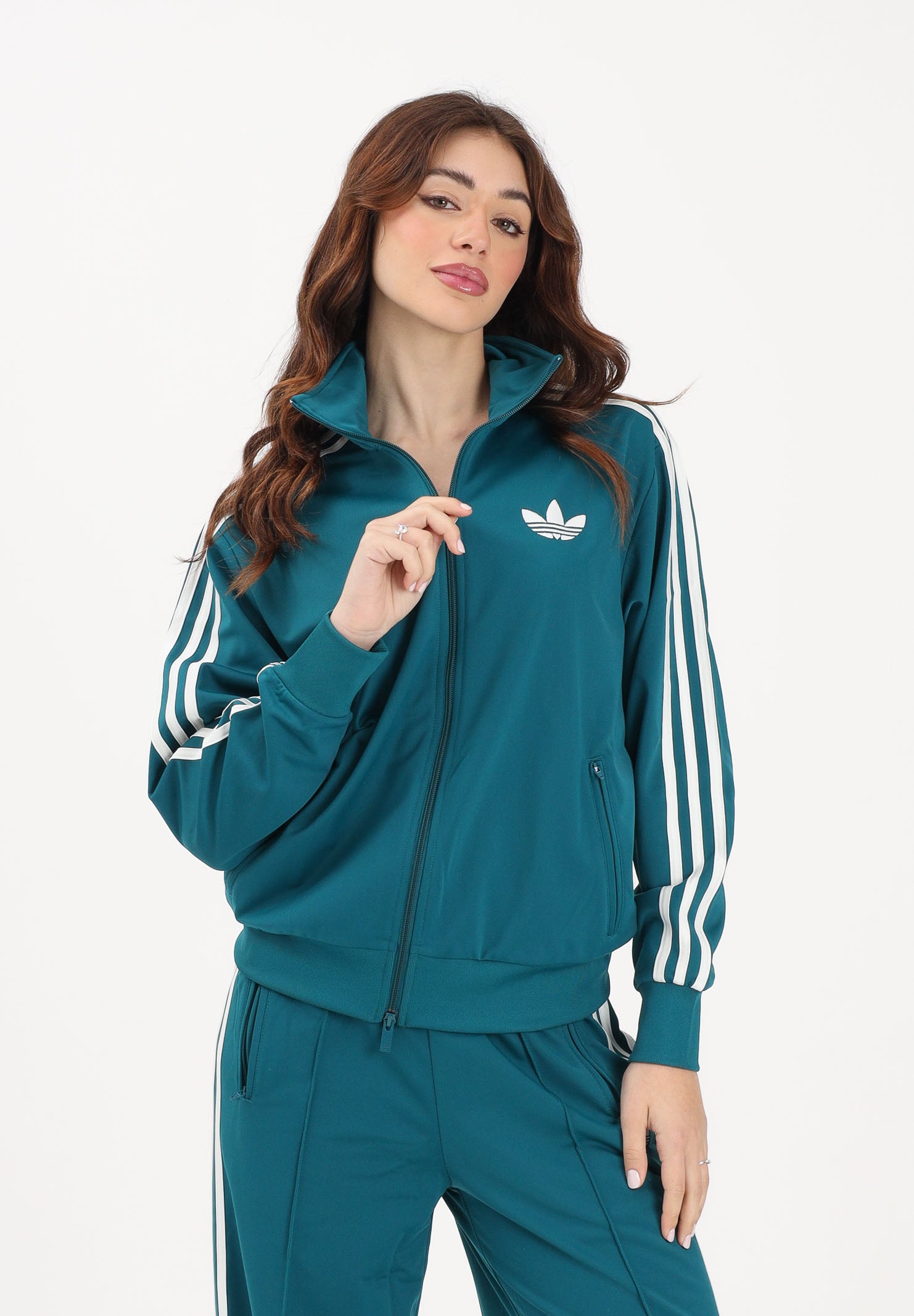 ADIDAS ORIGINALS Felpa con zip FB TT Loose verde ottanio da donna KG3718 . ADIDAS ORIGINALS