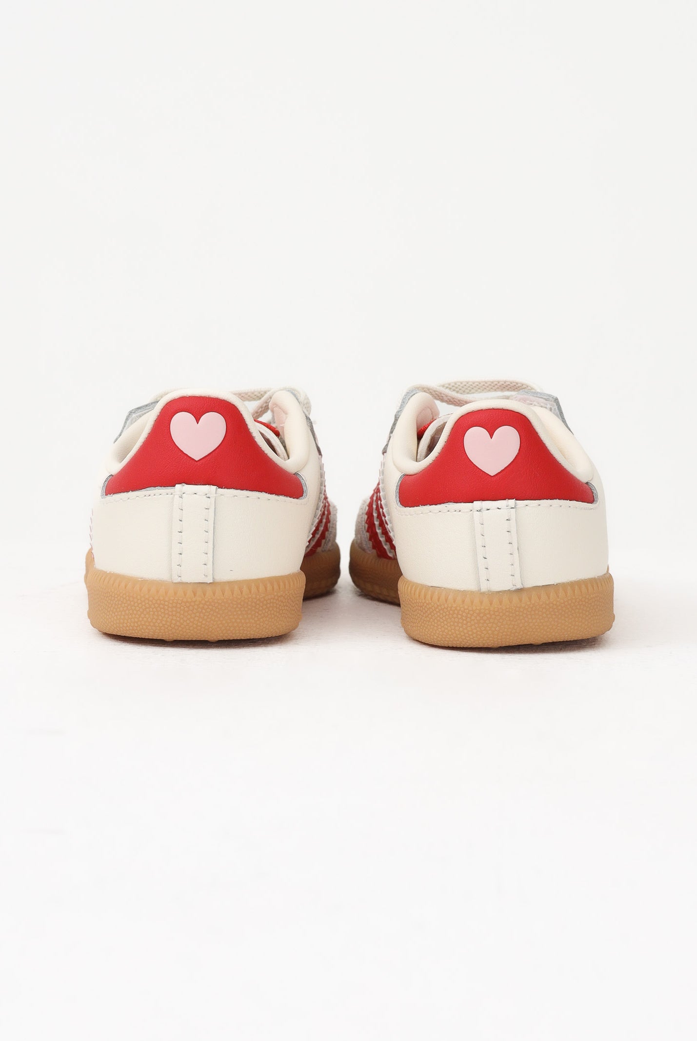 ADIDAS ORIGINALS Sneakers SAMBA ELASTIC LACES beige e rosse da neonato KI6682 . ADIDAS ORIGINALS