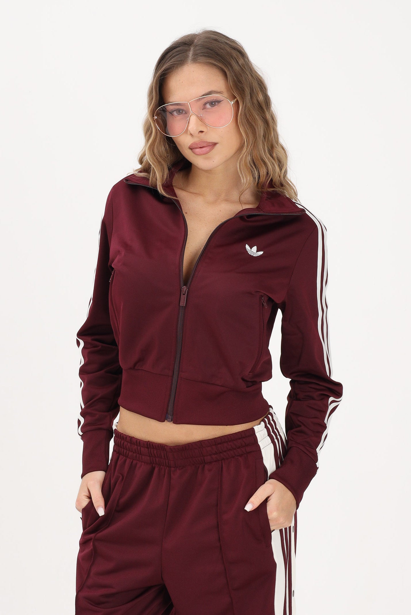 ADIDAS ORIGINALS Felpa con zip FIREBIRD CLASSIC bordeaux da donna KQ6532 . ADIDAS ORIGINALS