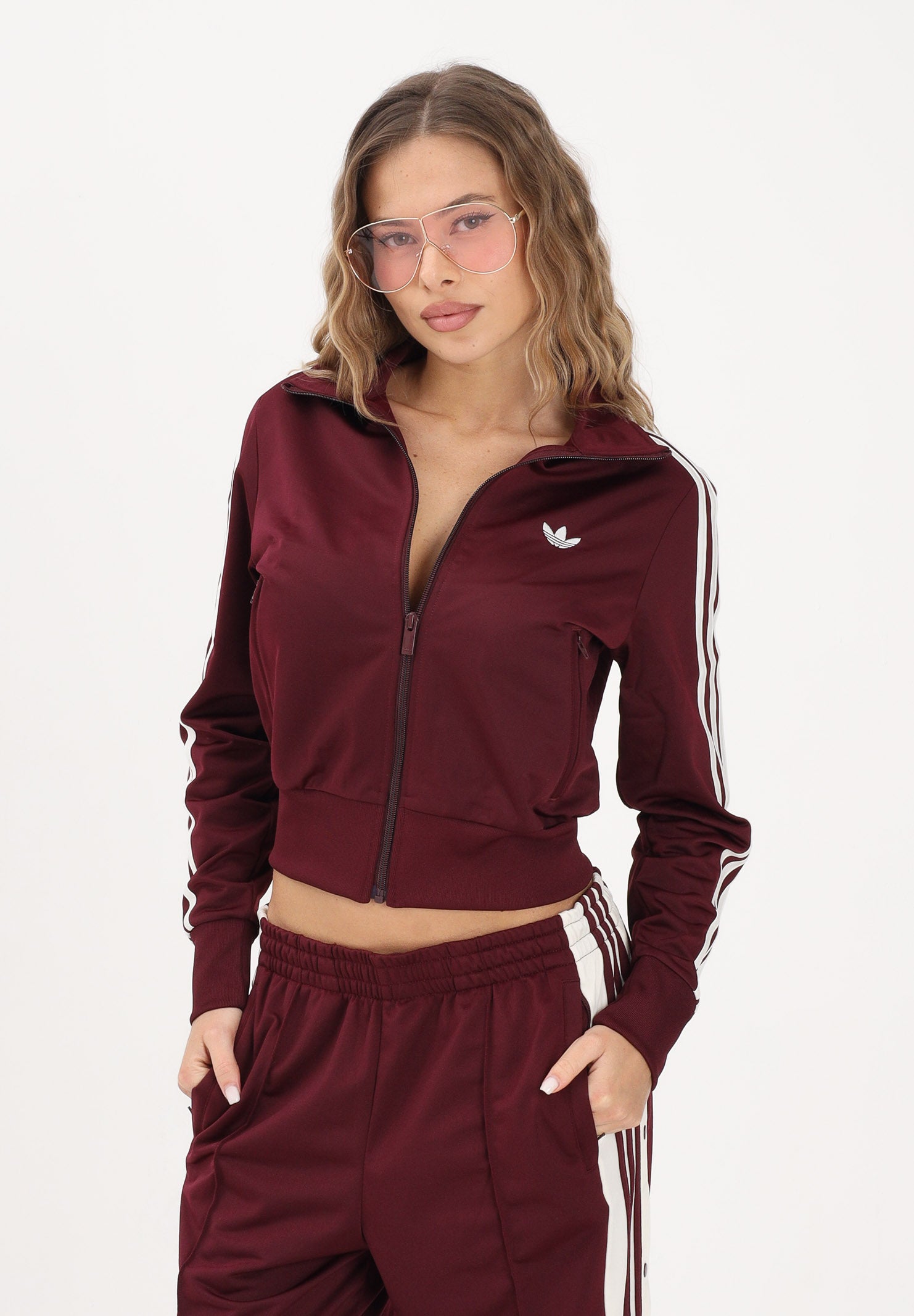 ADIDAS ORIGINALS Felpa con zip FIREBIRD CLASSIC bordeaux da donna KQ6532 . ADIDAS ORIGINALS