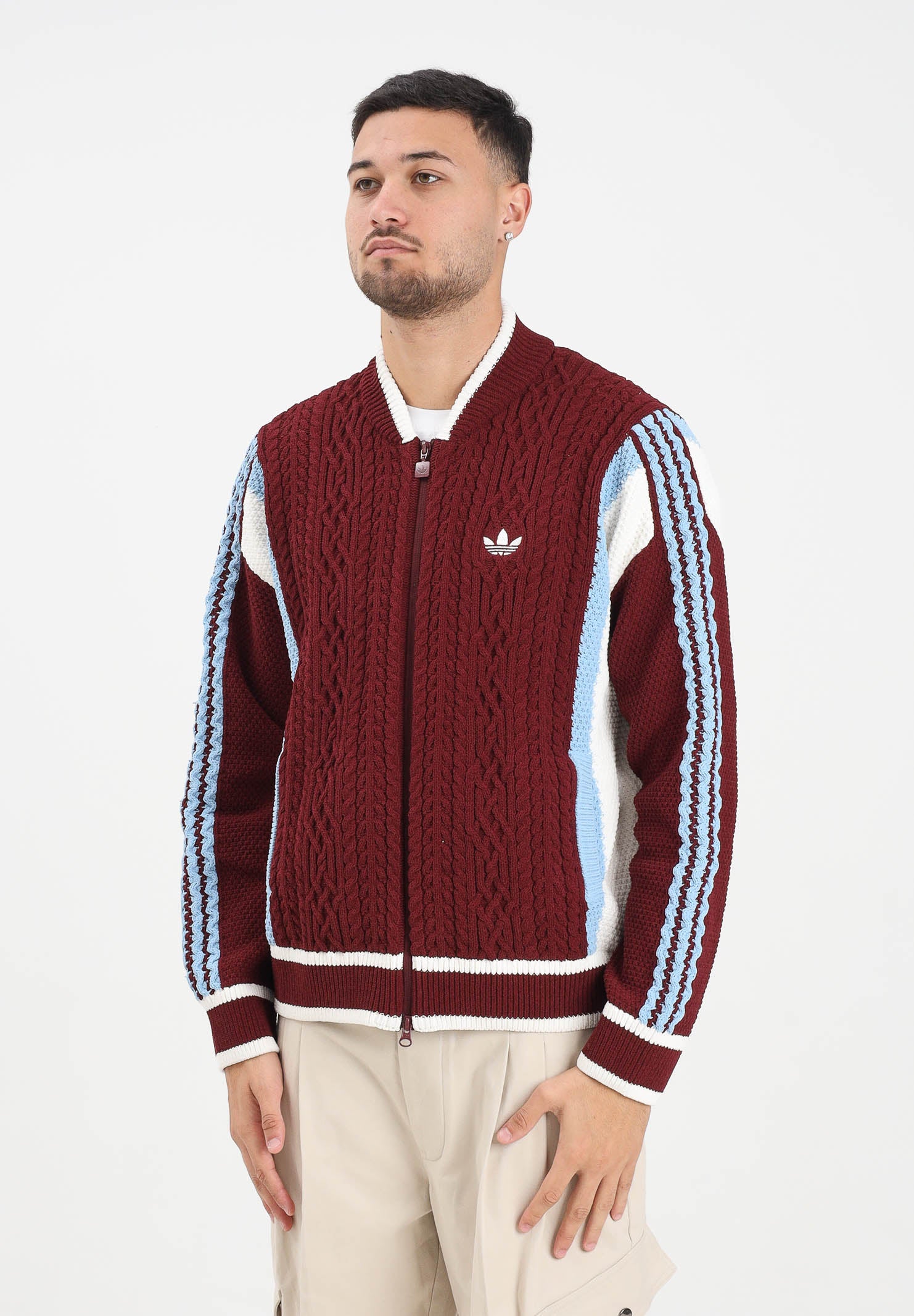 ADIDAS ORIGINALS Cardigan RETRO REMIX bordeaux da uomo KR7633 . ADIDAS ORIGINALS