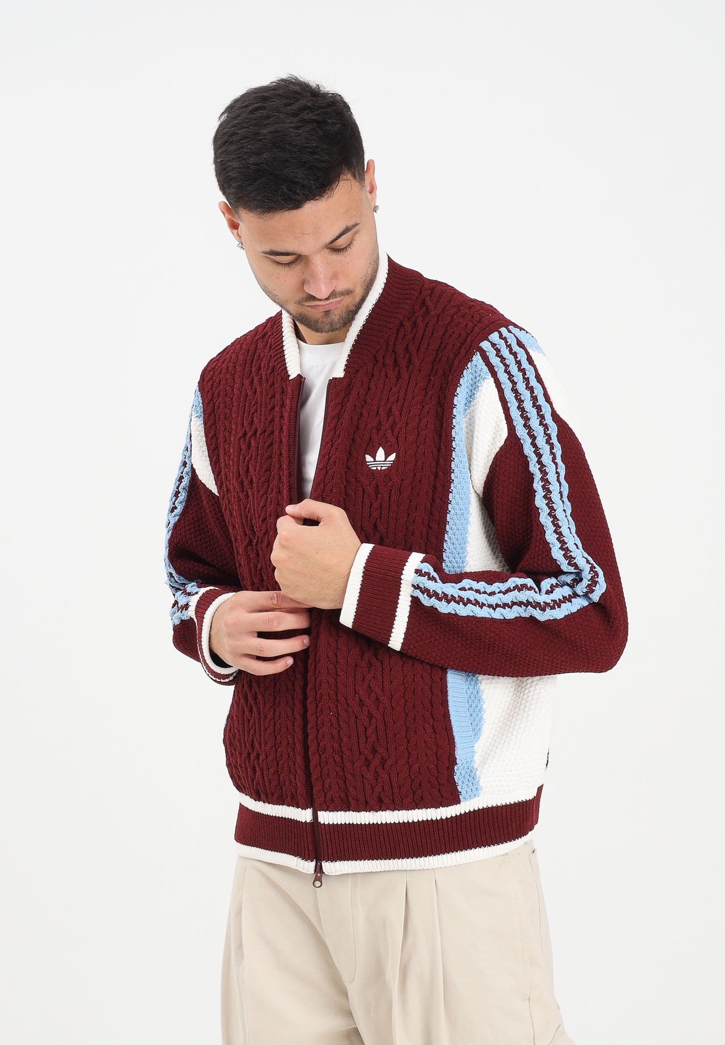ADIDAS ORIGINALS Cardigan RETRO REMIX bordeaux da uomo KR7633 . ADIDAS ORIGINALS