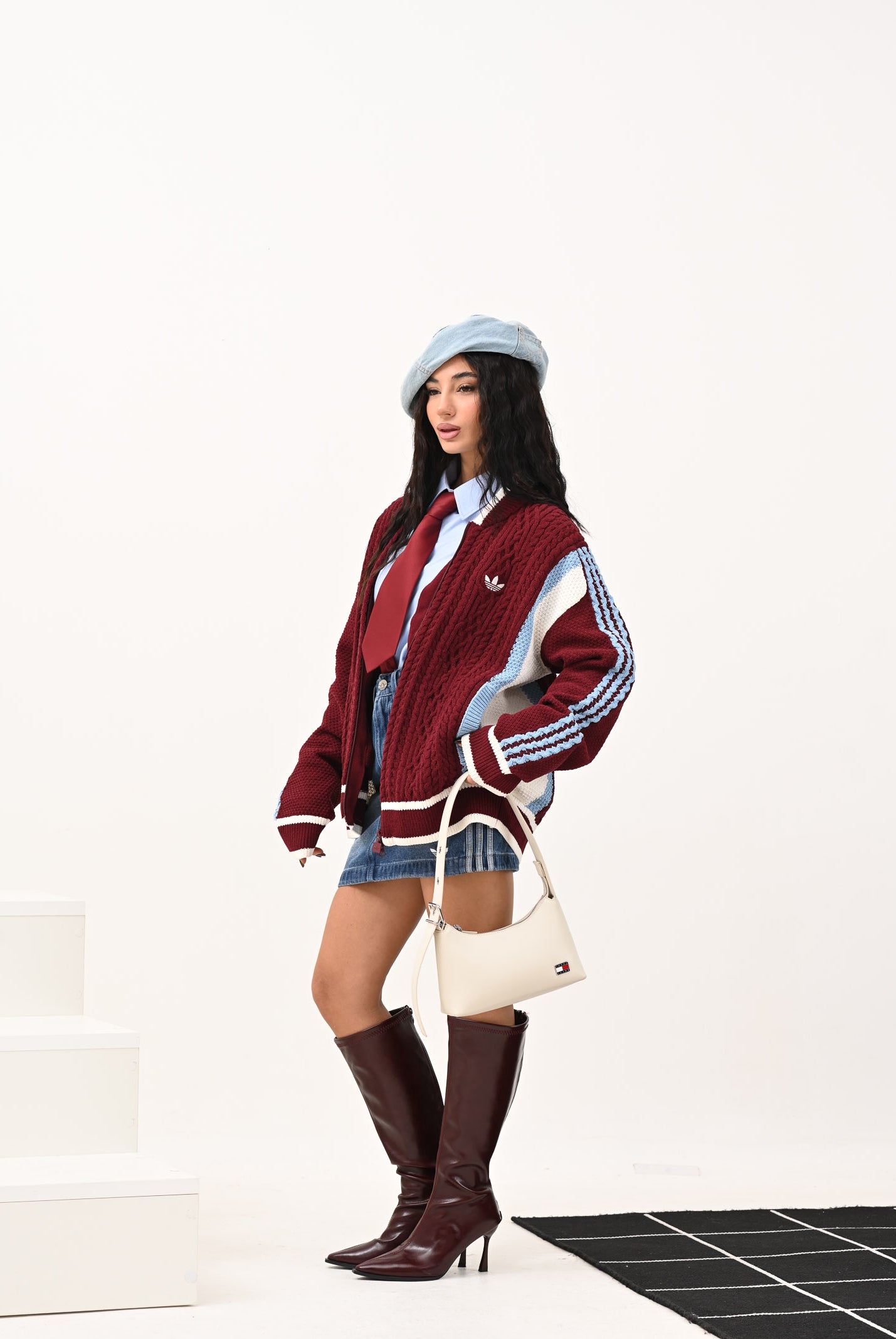 ADIDAS ORIGINALS Cardigan RETRO REMIX bordeaux da uomo KR7633 . ADIDAS ORIGINALS