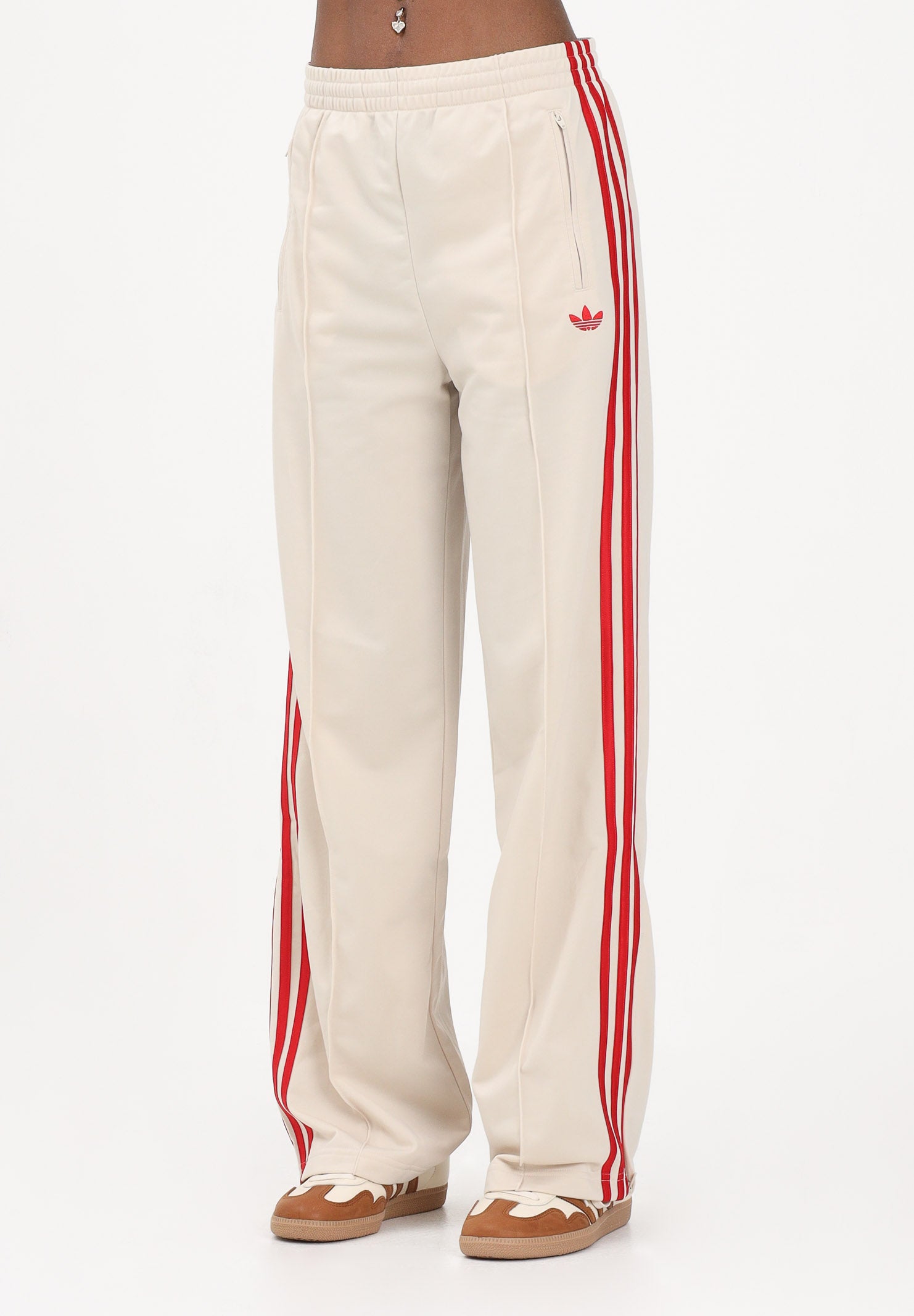 ADIDAS ORIGINALS Pantalone sportivo Firebird beige e rosso da donna KT4629 . ADIDAS ORIGINALS