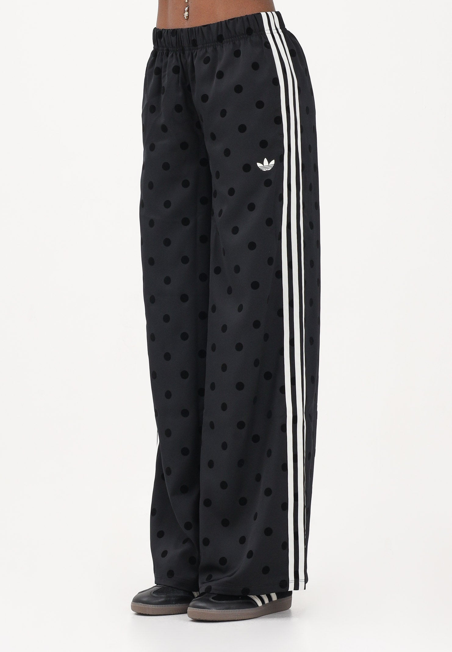 ADIDAS ORIGINALS Pantalone sportivo in raso nero da donna con pois KV1169 . ADIDAS ORIGINALS