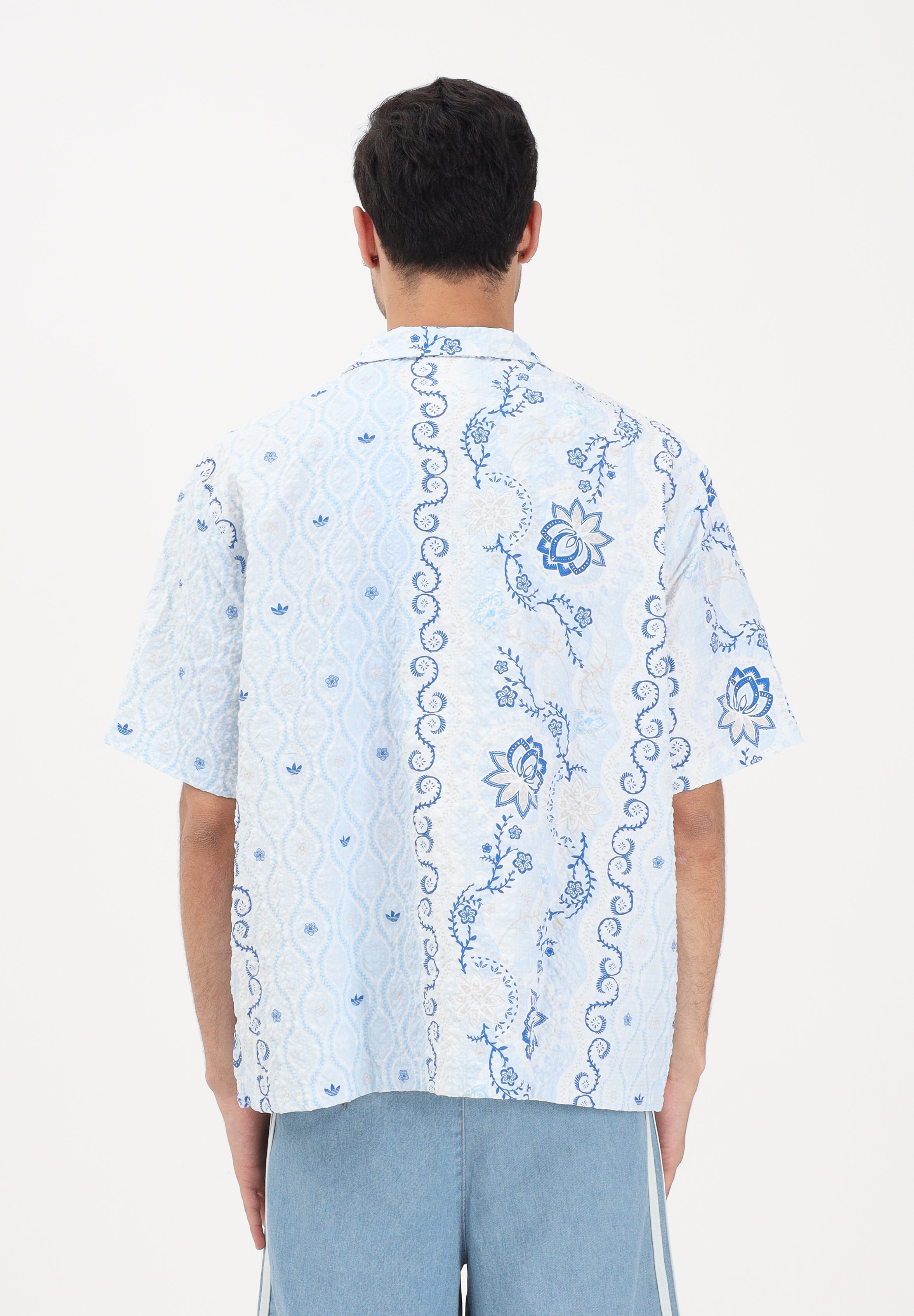 ADIDAS ORIGINALS Camicia a manica corta RESORT azzurra da uomo KX1225 . ADIDAS ORIGINALS