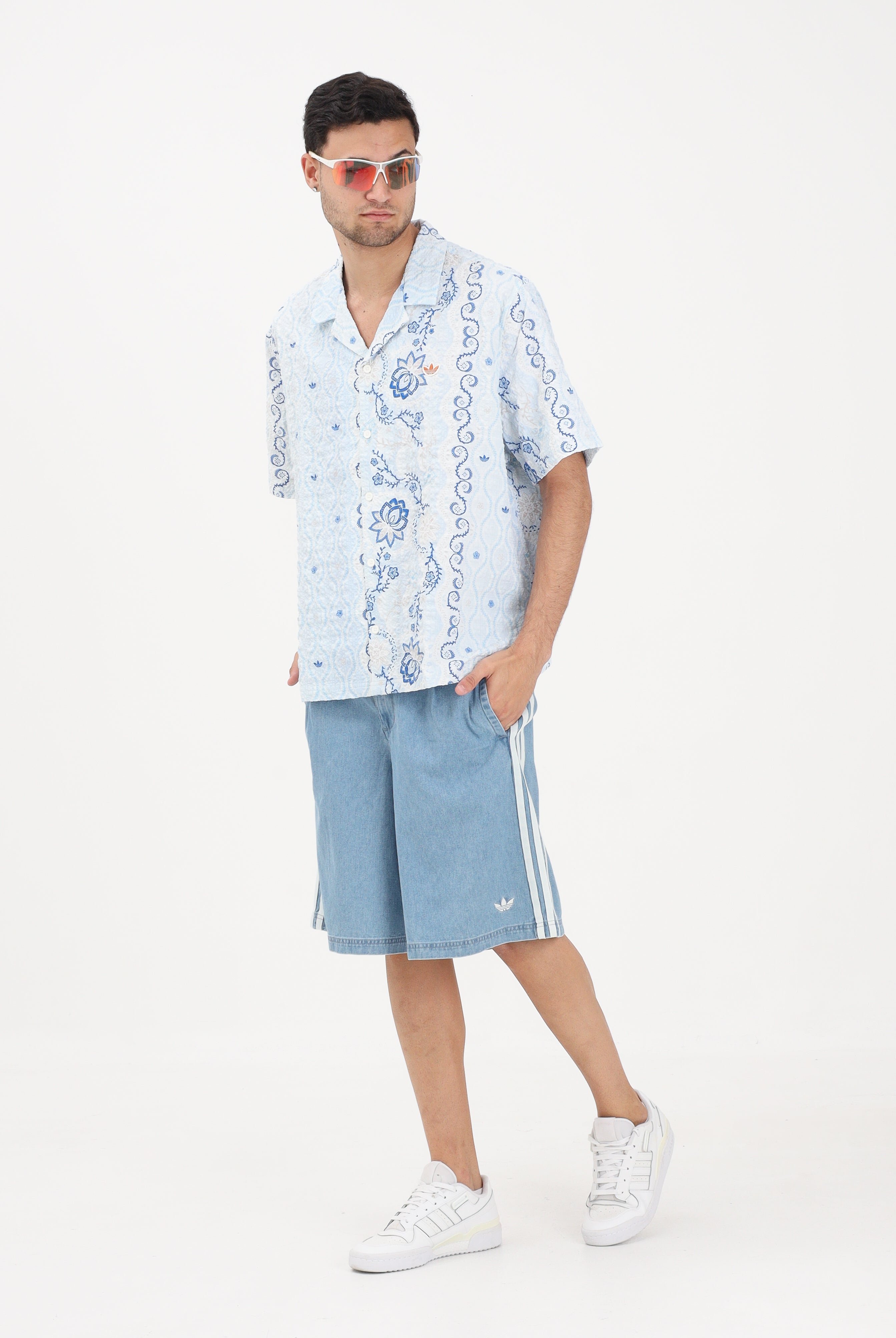 ADIDAS ORIGINALS Camicia a manica corta RESORT azzurra da uomo KX1225 . ADIDAS ORIGINALS
