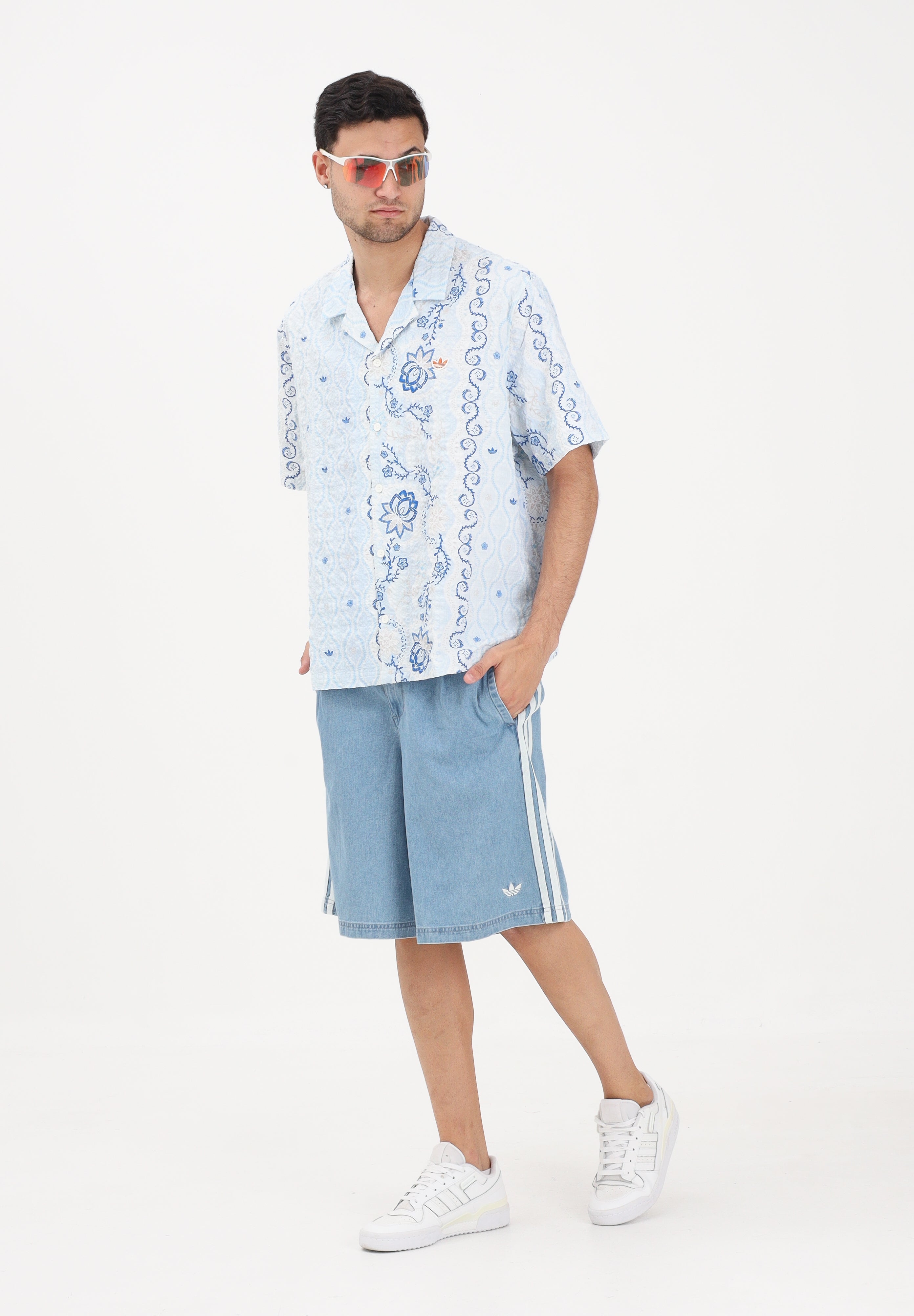 ADIDAS ORIGINALS Camicia a manica corta RESORT azzurra da uomo KX1225 . ADIDAS ORIGINALS