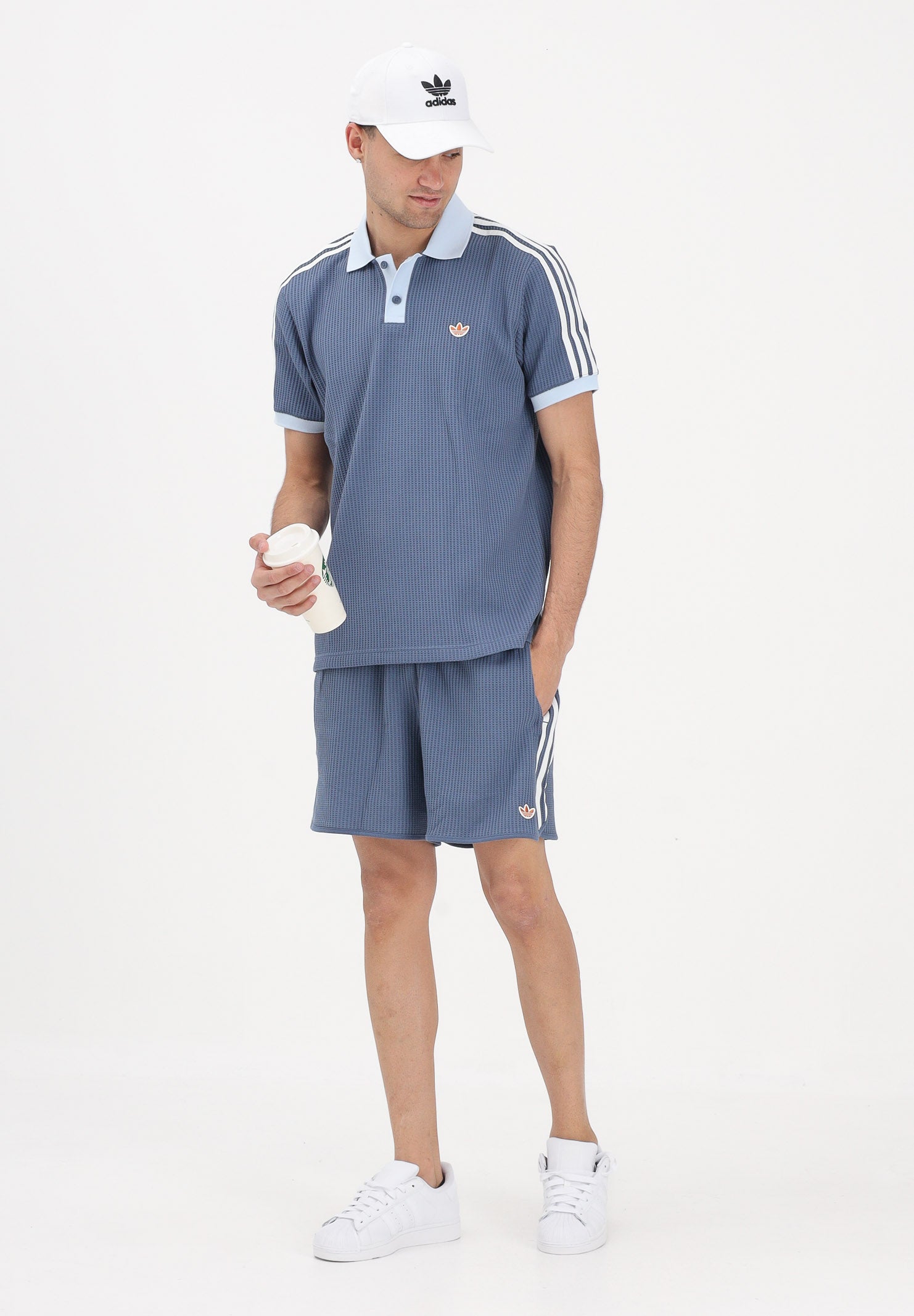 ADIDAS ORIGINALS Shorts sportivo Waffle Sprinter blu soft da uomo KX1246 . ADIDAS ORIGINALS