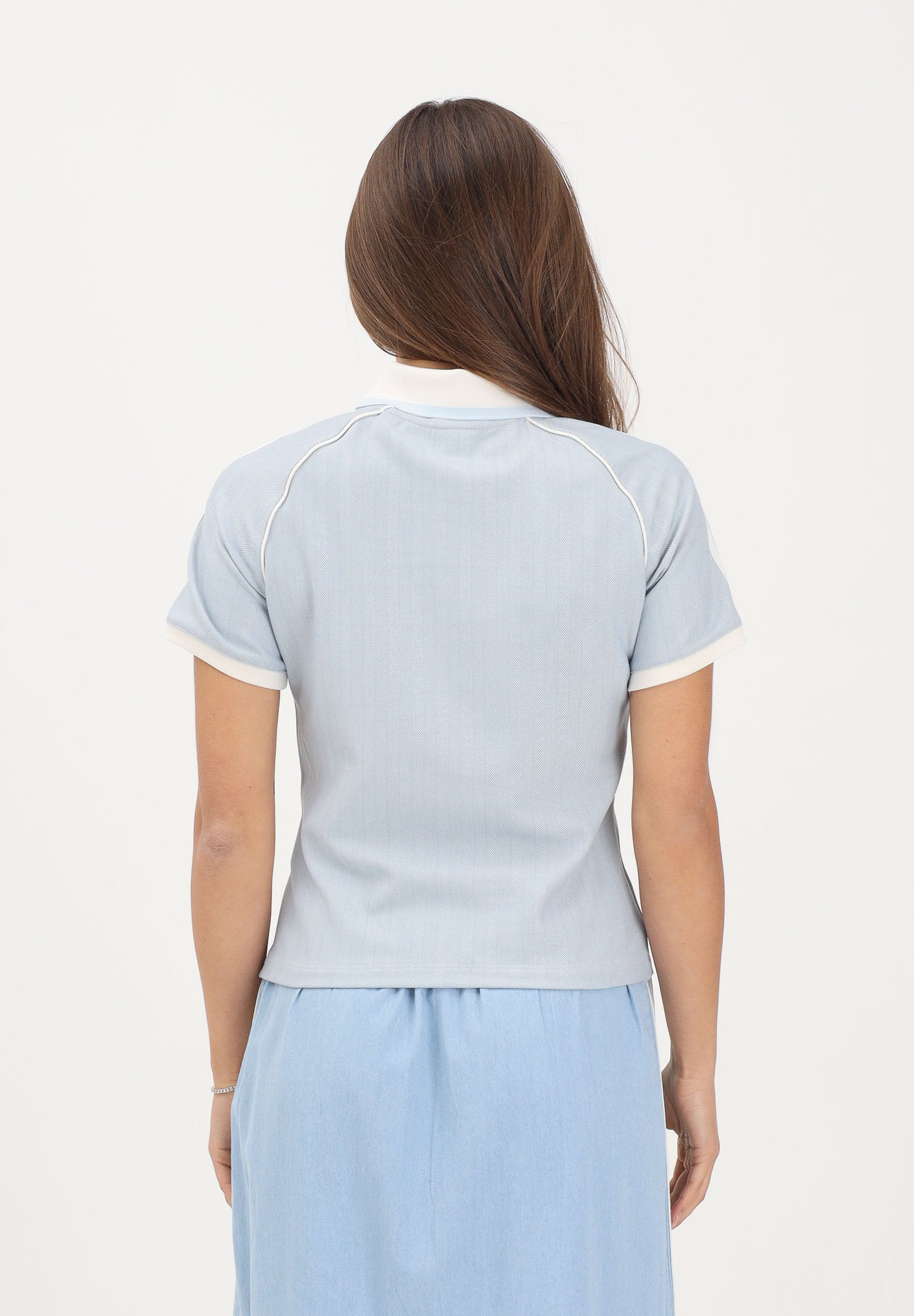 ADIDAS ORIGINALS Polo a manica corta TWEED azzurra da donna KX1872 . ADIDAS ORIGINALS