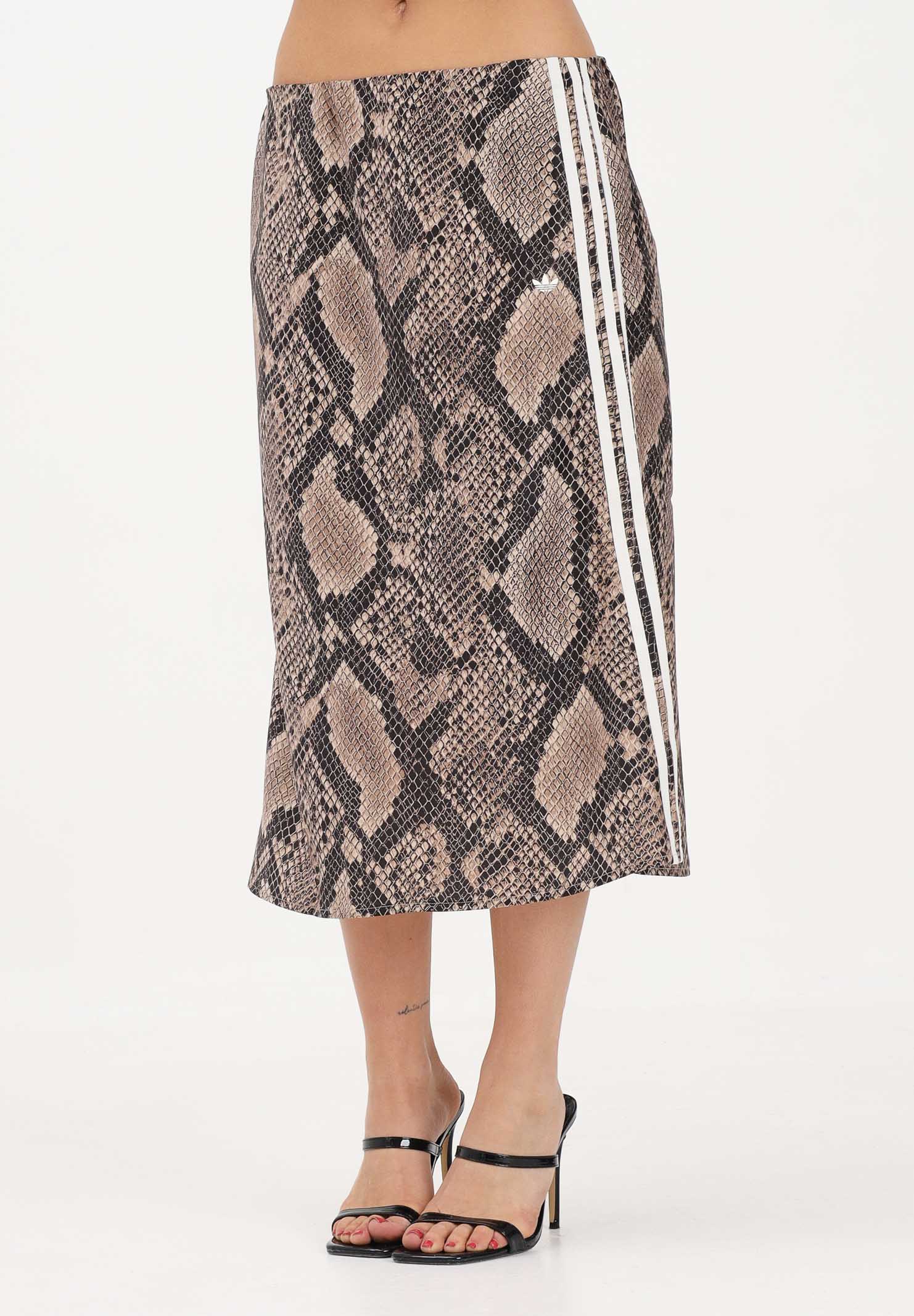 ADIDAS ORIGINALS Gonna midi SNAKE PRINT SATIN beige da donna KX1894 . ADIDAS ORIGINALS