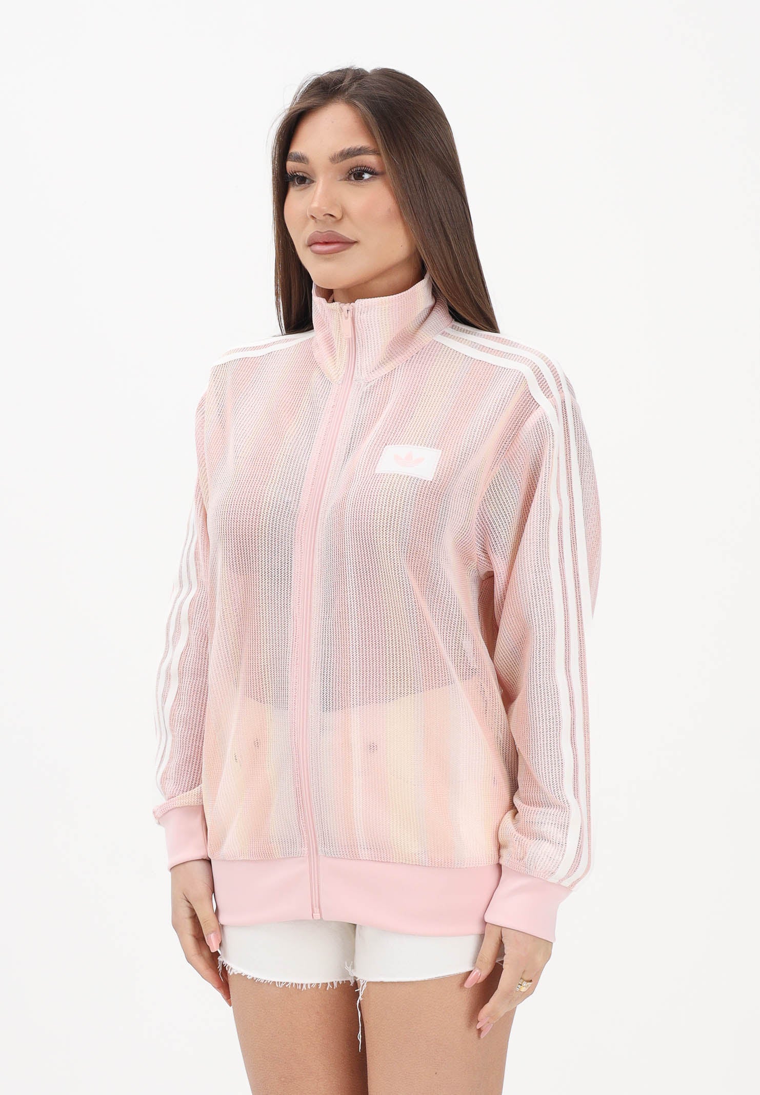 ADIDAS ORIGINALS Felpa con zip SUMMER GLOW KNITTED FIREBIRD rosa da donna KY2031 . ADIDAS ORIGINALS