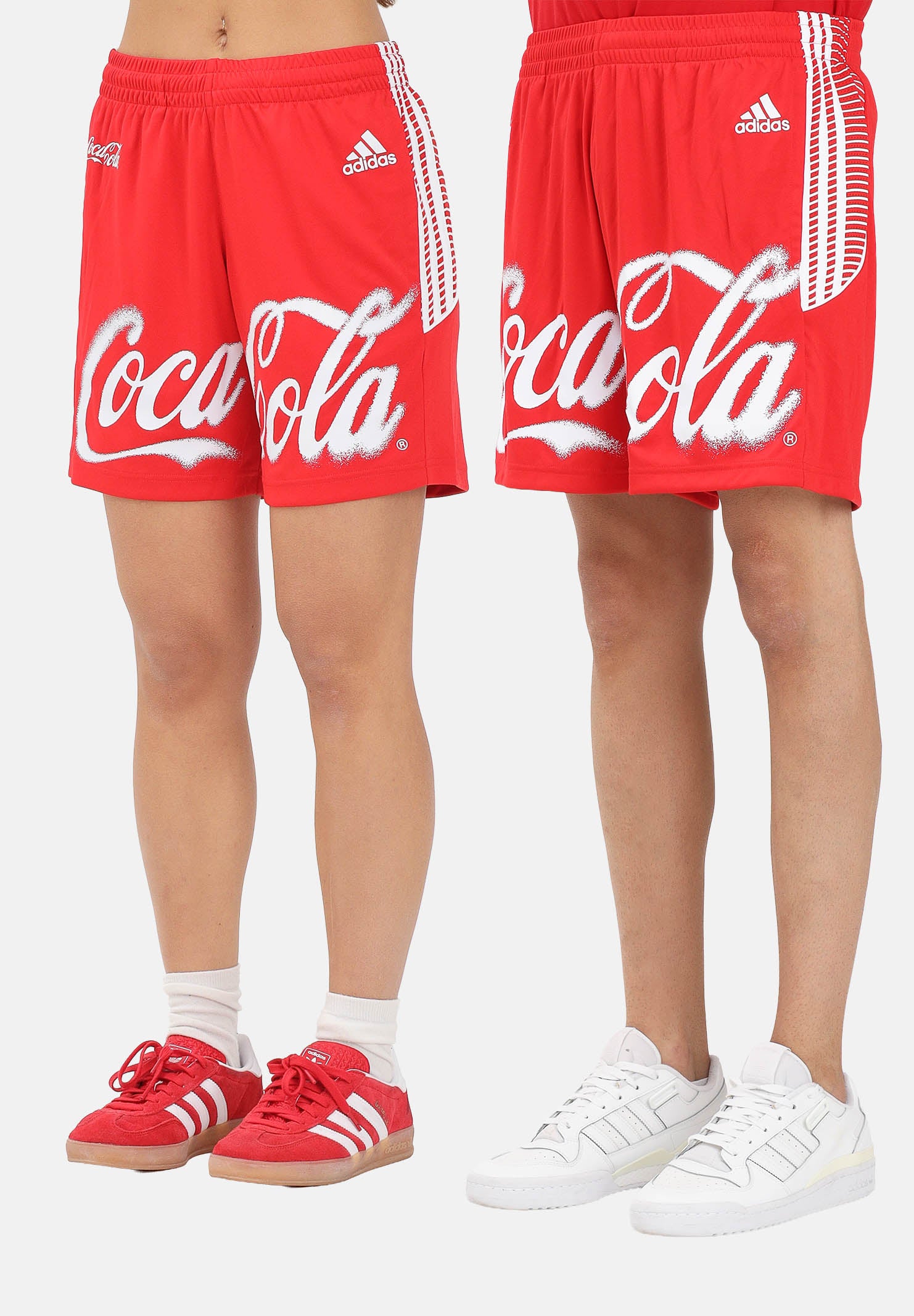 ADIDAS ORIGINALS shorts sportivi Coca-Cola White / Vivid Red bianco e rosso da uomo e da donna KY2102 . ADIDAS ORIGINALS