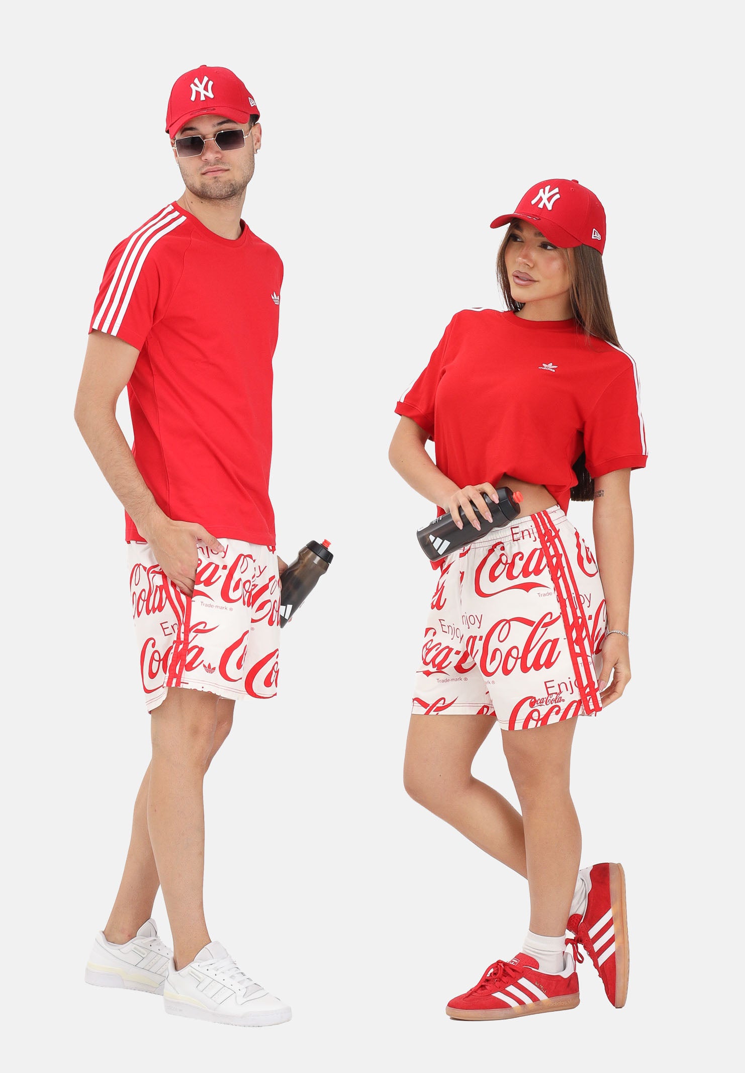 ADIDAS ORIGINALS shorts sportiv iCoca-Cola White bianco e rosso da uomo e donna KY2113 . ADIDAS ORIGINALS
