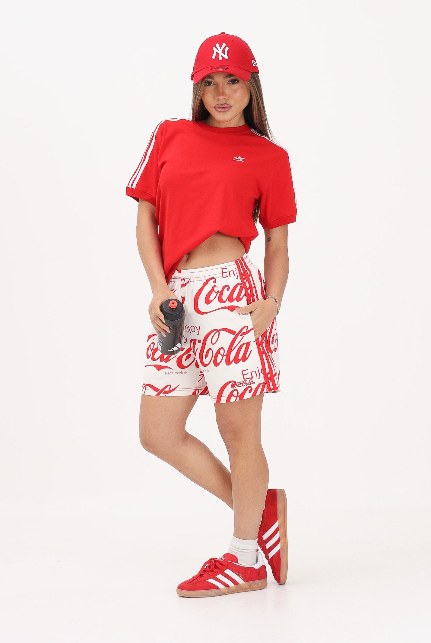 ADIDAS ORIGINALS shorts sportiv iCoca-Cola White bianco e rosso da uomo e donna KY2113 . ADIDAS ORIGINALS