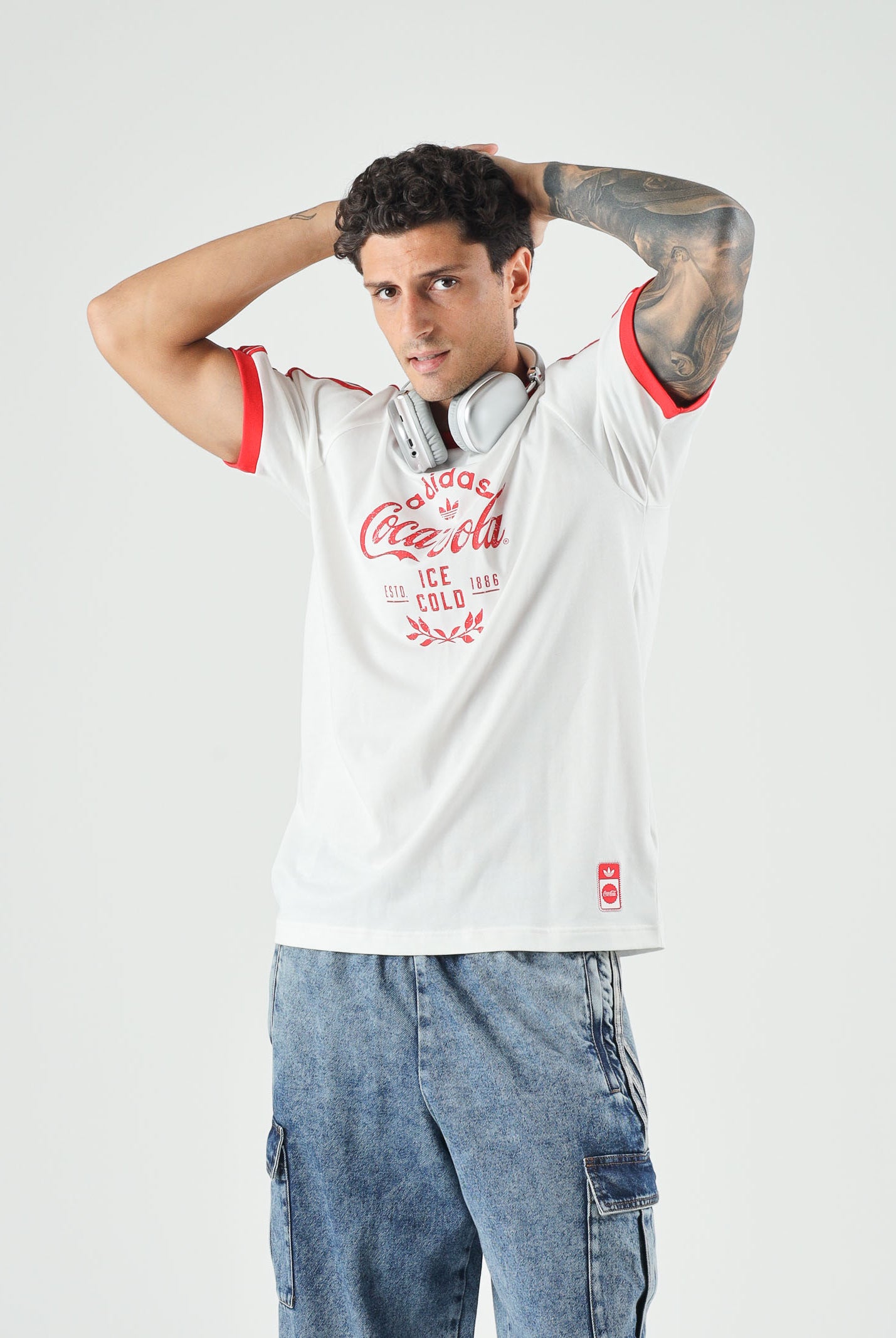 ADIDAS ORIGINALS T-shirt Coca-Cola Classic Sport Cali Off White bianco e rosso da uomo e donna KY2114 . ADIDAS ORIGINALS