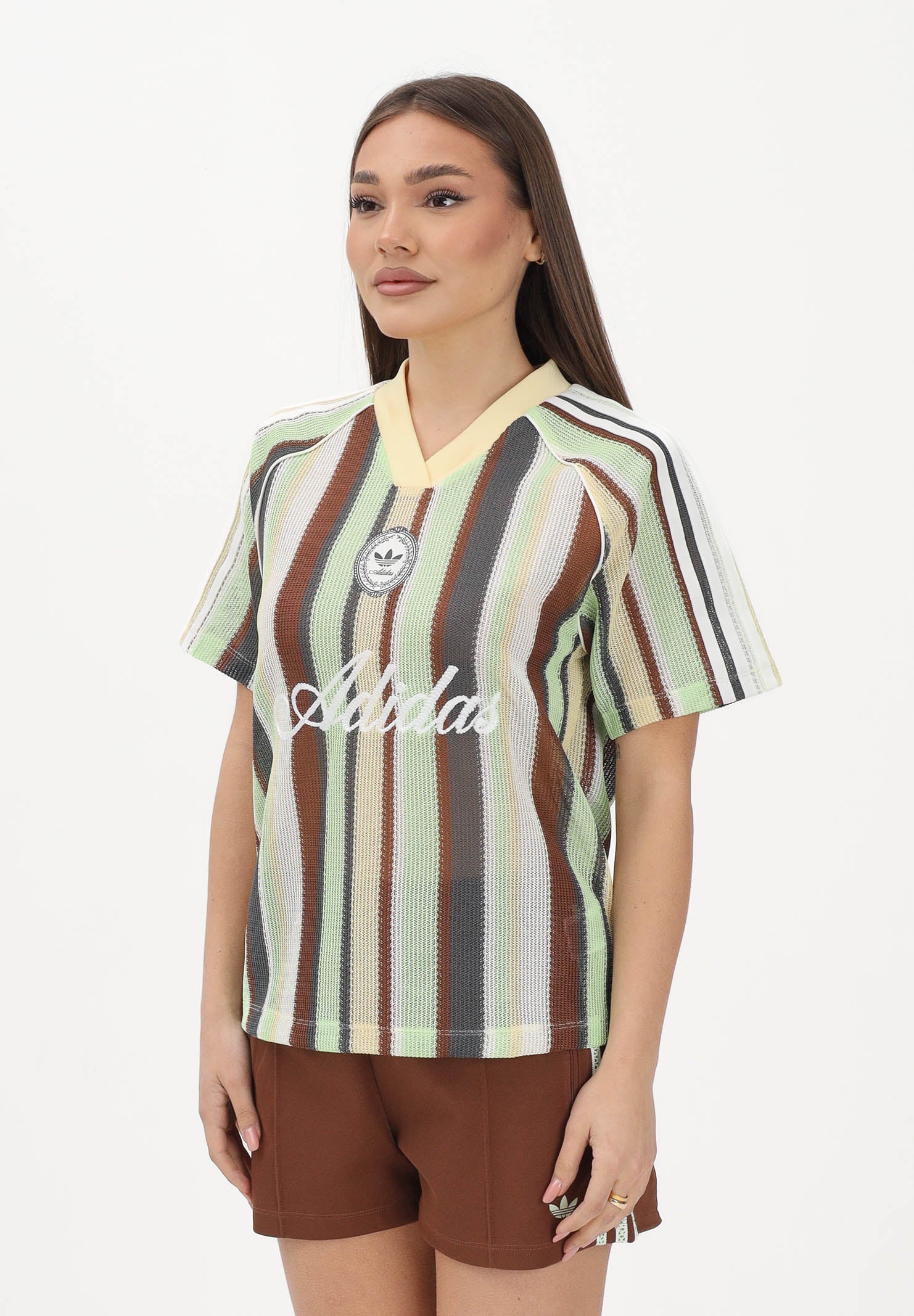 ADIDAS ORIGINALS T-shirt a manica corta SUMMER GLOW KNITTED OVERSIZED multicolore da donna KY3162 . ADIDAS ORIGINALS