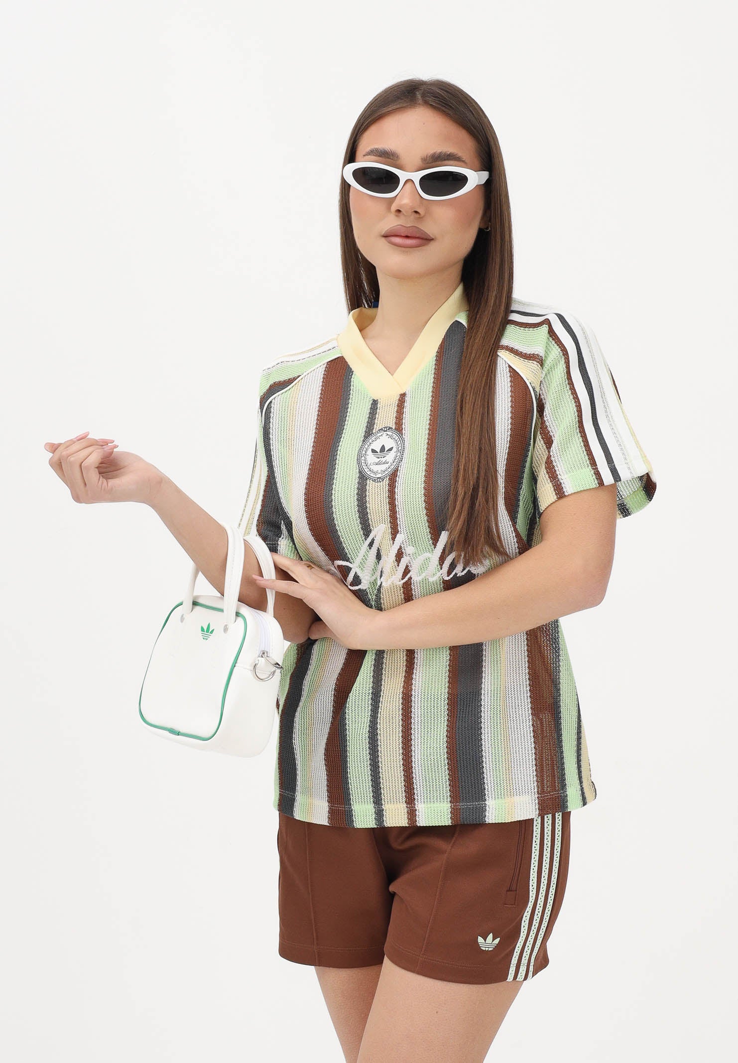 ADIDAS ORIGINALS T-shirt a manica corta SUMMER GLOW KNITTED OVERSIZED multicolore da donna KY3162 . ADIDAS ORIGINALS
