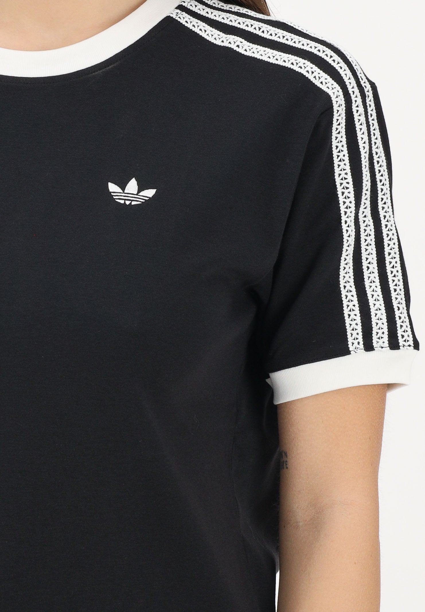 ADIDAS ORIGINALS T-shirt a manica corta SUMEMR GLOW ADVANCED THREE STRIPES nera da donna KY8127 . ADIDAS ORIGINALS