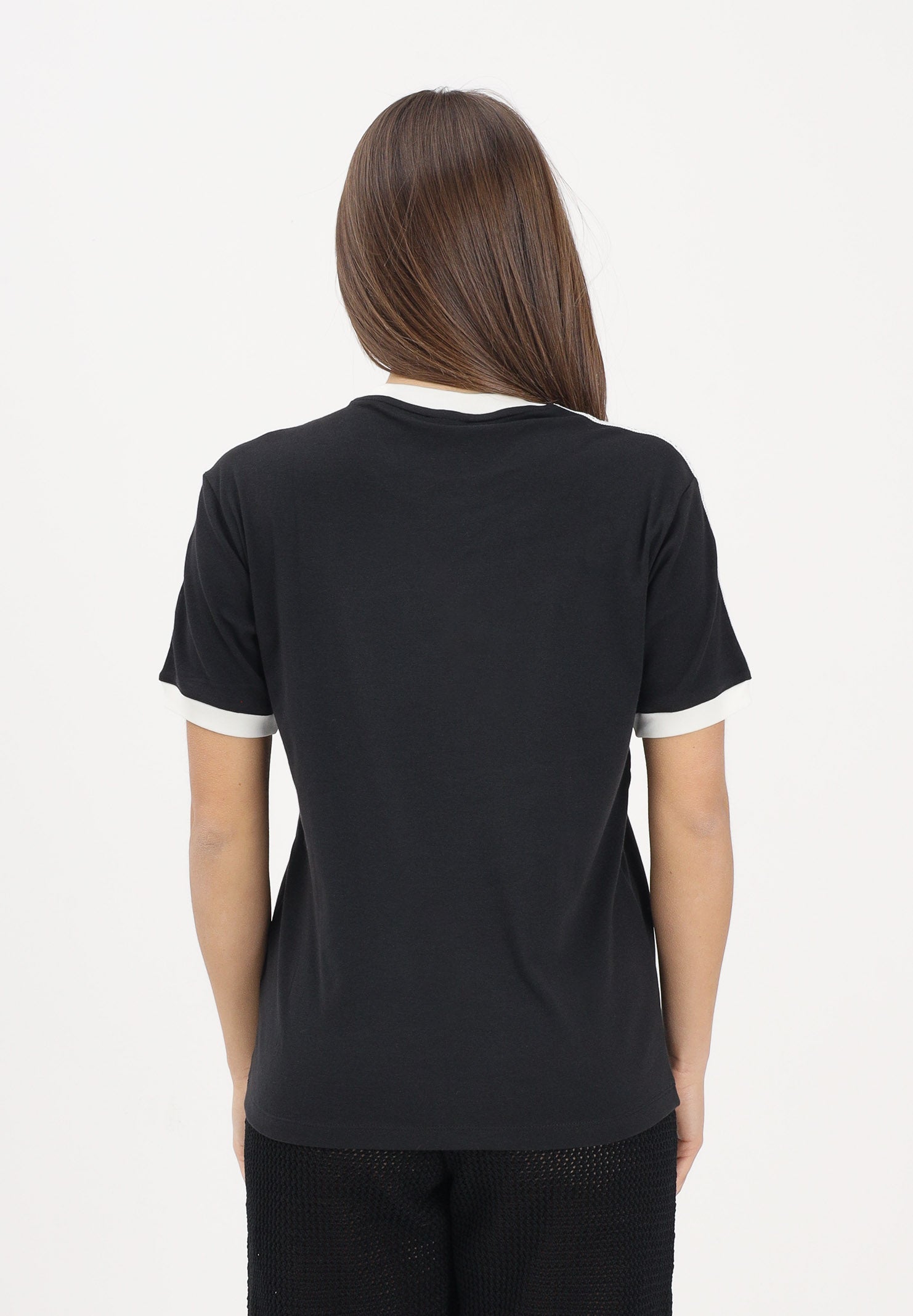 ADIDAS ORIGINALS T-shirt a manica corta SUMEMR GLOW ADVANCED THREE STRIPES nera da donna KY8127 . ADIDAS ORIGINALS