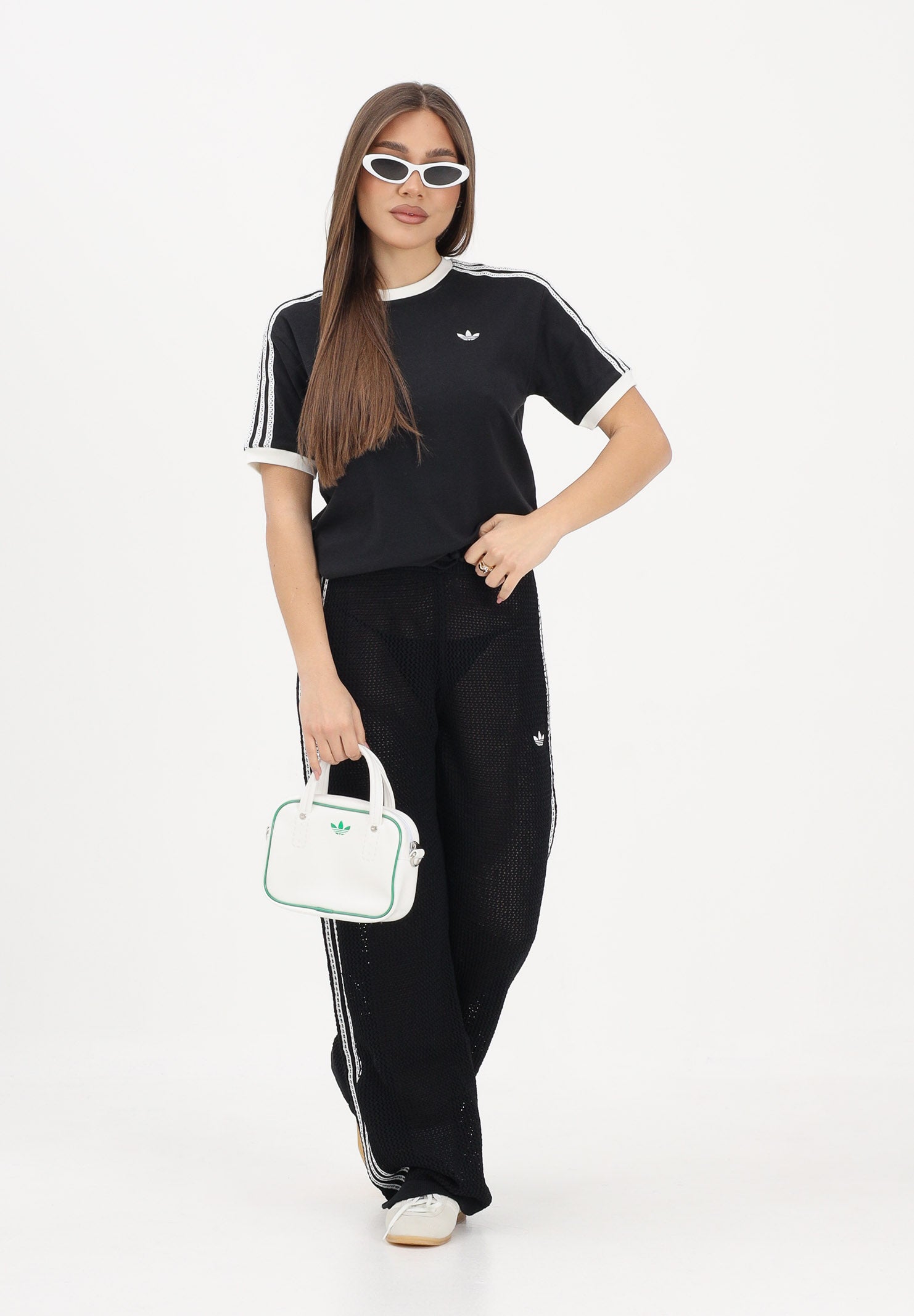 ADIDAS ORIGINALS T-shirt a manica corta SUMEMR GLOW ADVANCED THREE STRIPES nera da donna KY8127 . ADIDAS ORIGINALS