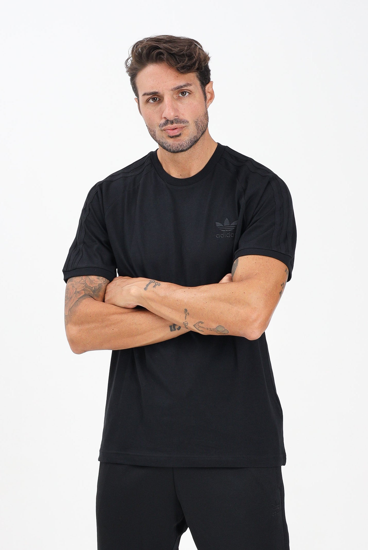 ADIDAS ORIGINALS T-shirt a manica corta Adicolor Classics 3-Stripes nera da uomo JY1372 . ADIDAS ORIGINALS