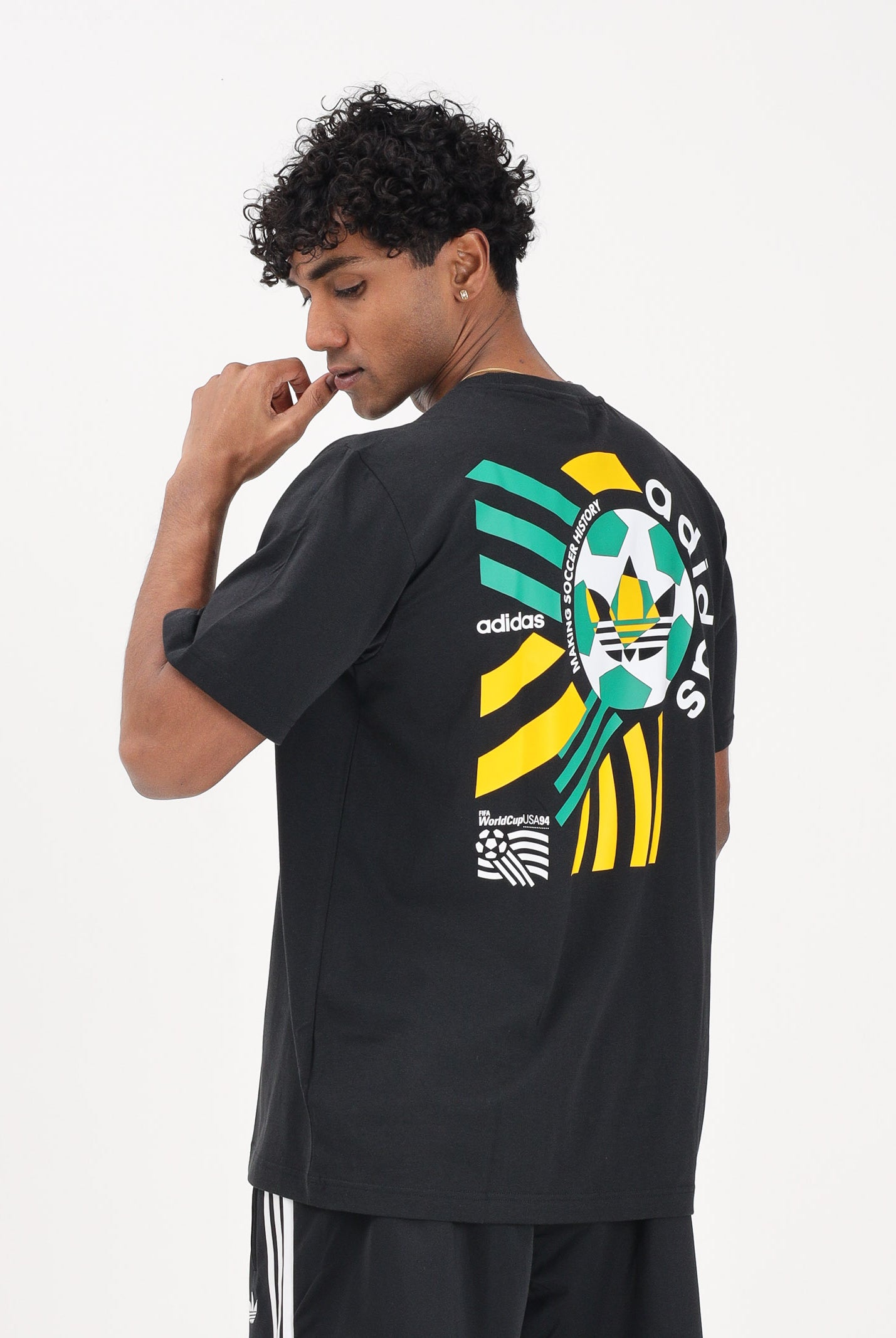 ADIDAS ORIGINALS T-shirt a manica corta Archive Football nera da uomo KC7906 . ADIDAS ORIGINALS