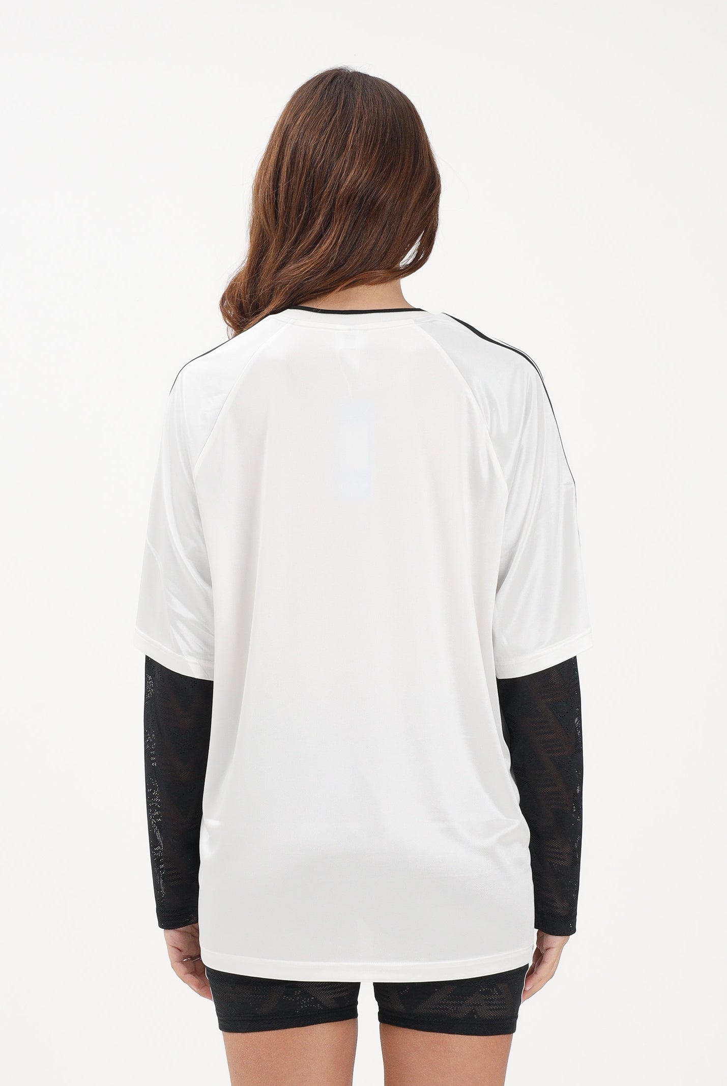 ADIDAS ORIGINALS T-shirt a manica lunga LACE bianca e nera da donna KC8140 . ADIDAS ORIGINALS