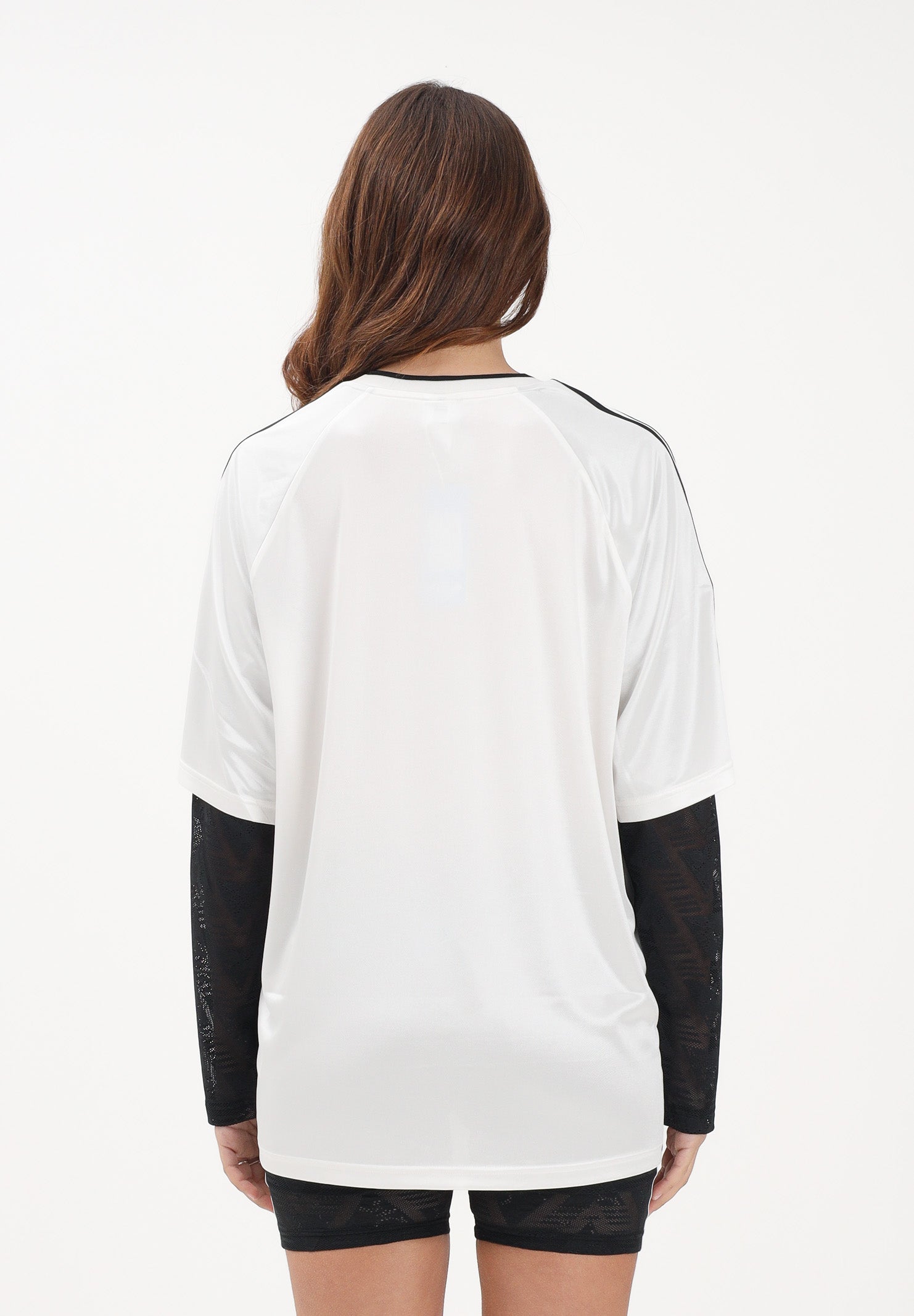 ADIDAS ORIGINALS T-shirt a manica lunga LACE bianca e nera da donna KC8140 . ADIDAS ORIGINALS