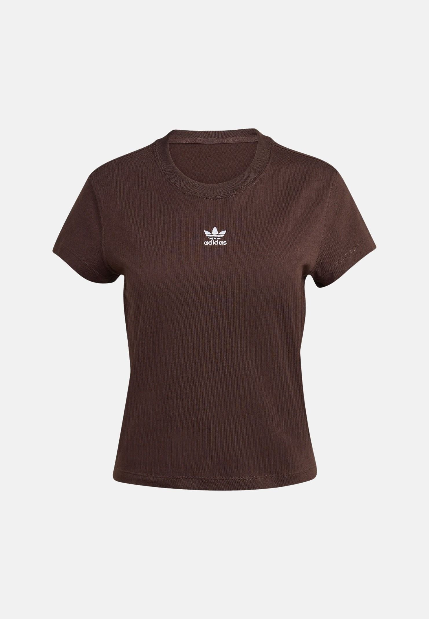 ADIDAS ORIGINALS T-shirt ESSENTIAL a manica corta marrone da donna <BR/>con logo trefoil KD1354 . ADIDAS ORIGINALS