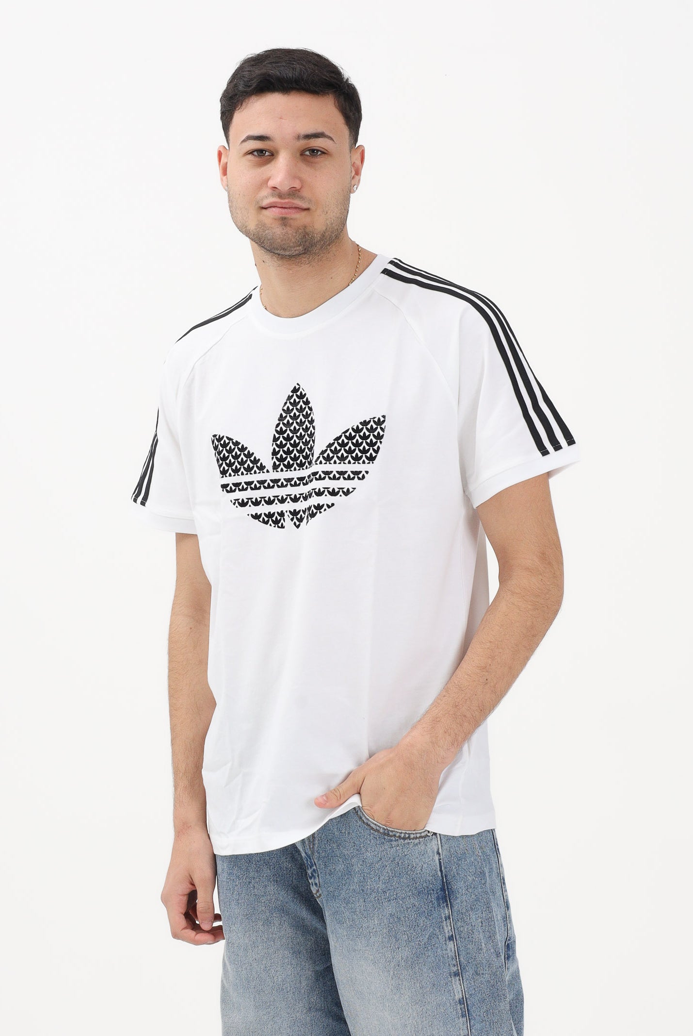 ADIDAS ORIGINALS T-shirt a manica corta MONOGRAM INFILL 3S bianca da uomo KD1360 . ADIDAS ORIGINALS