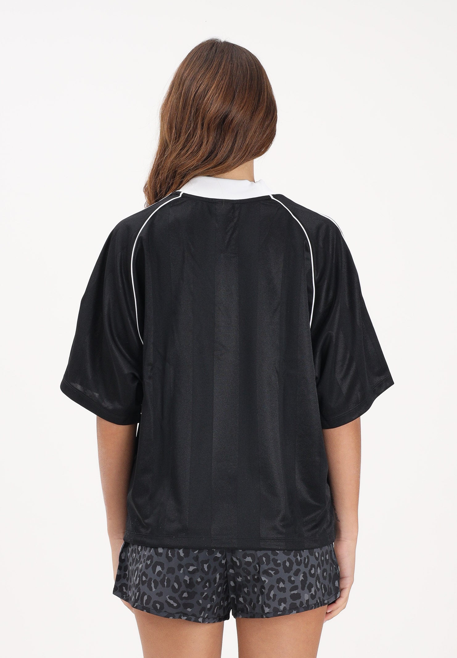 ADIDAS ORIGINALS T-shirt a manica corta 3 STRIPES JAQUARD nera da donna KD2904 . ADIDAS ORIGINALS