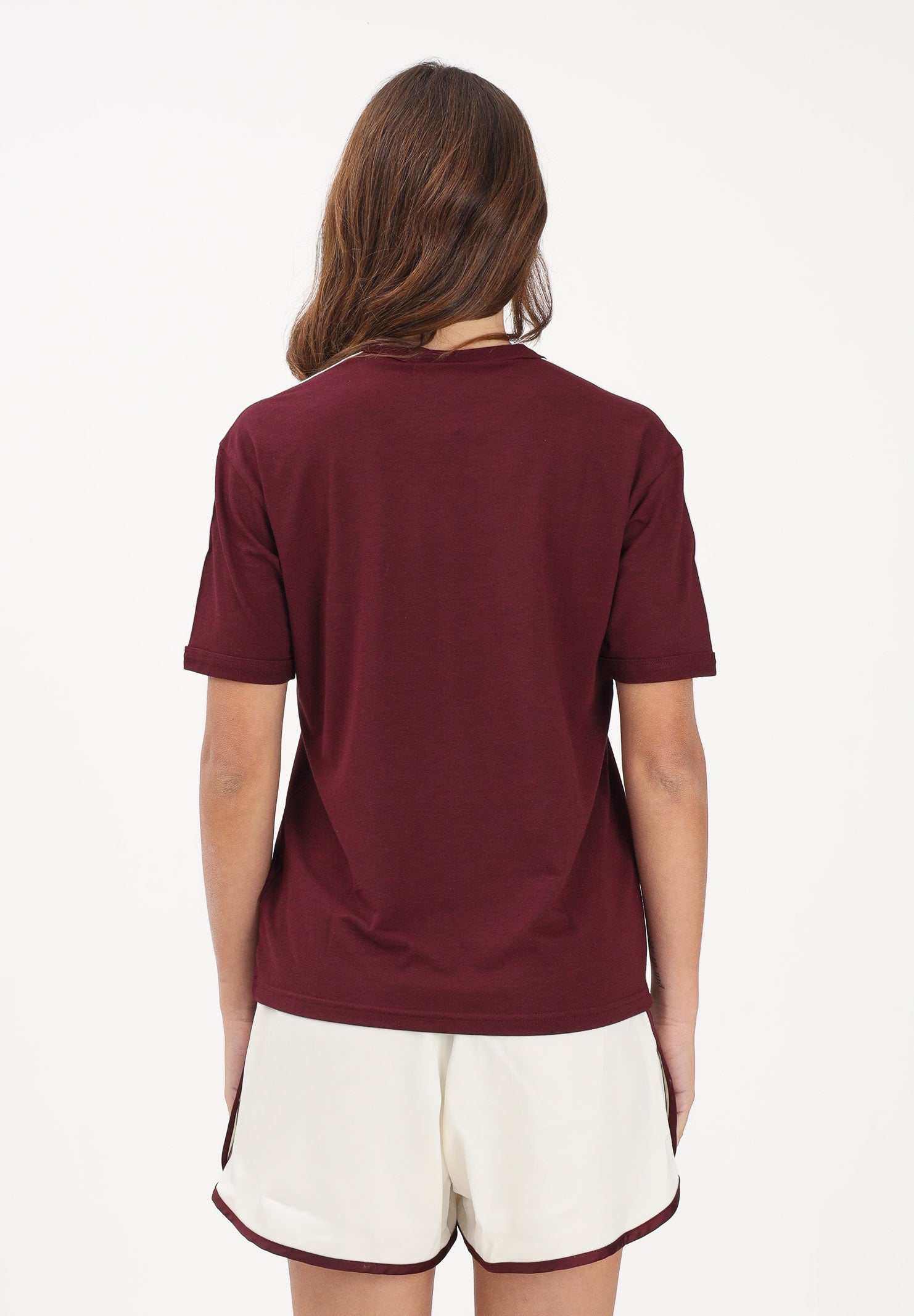 ADIDAS ORIGINALS T-shirt a manica corta LINEAR bordeaux da donna KD3710 . ADIDAS ORIGINALS