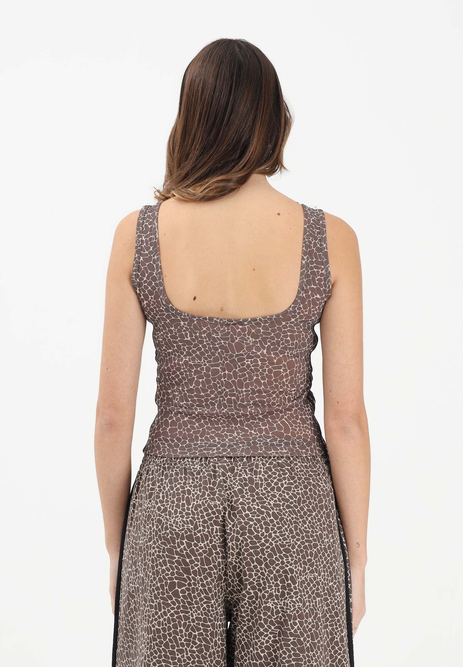 ADIDAS ORIGINALS Top AOP beige da donna con stampa animalier KD8822 . ADIDAS ORIGINALS