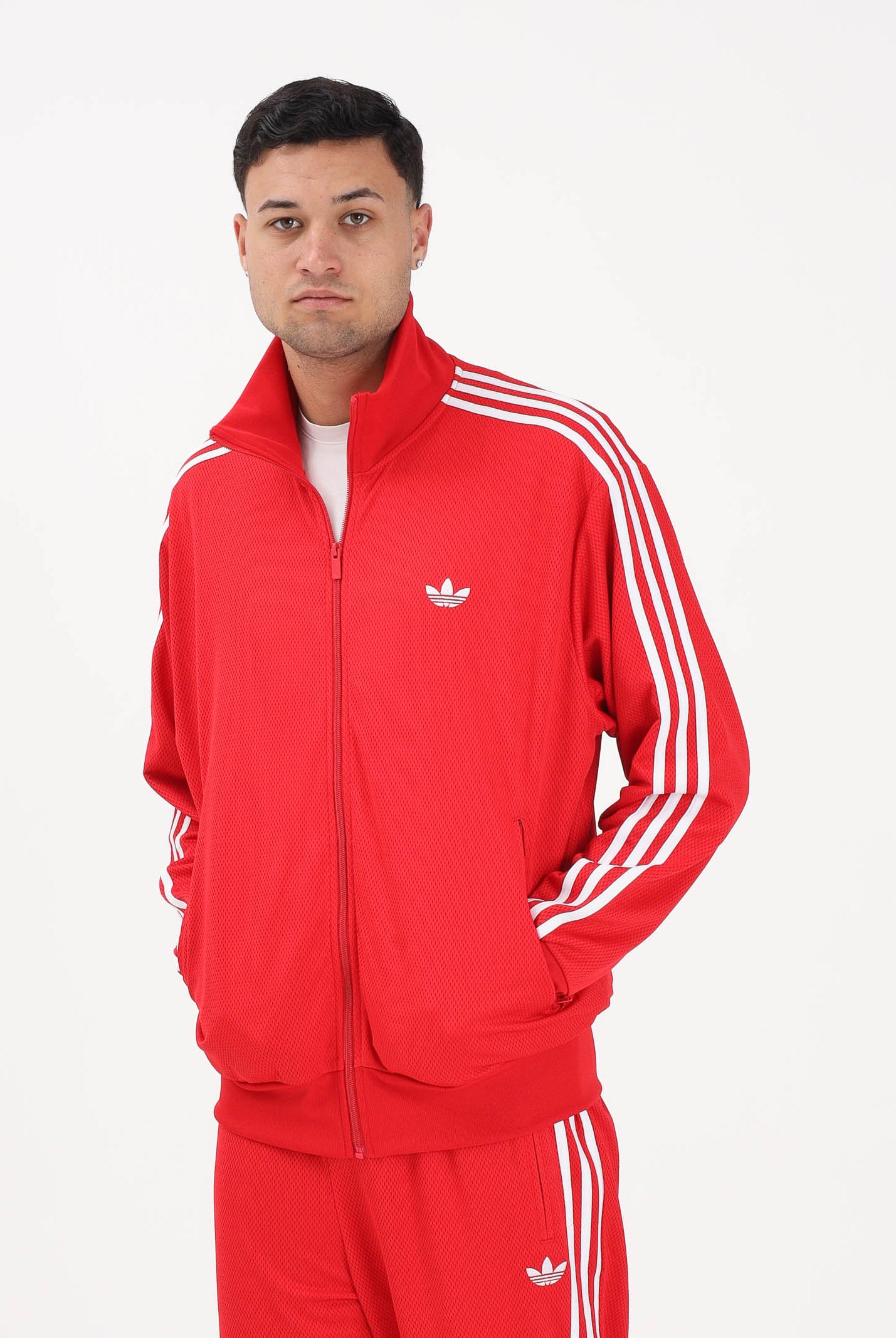 ADIDAS ORIGINALS Felpa con zip Firebird Adicolor Mesh rossa da uomo KE0788 . ADIDAS ORIGINALS