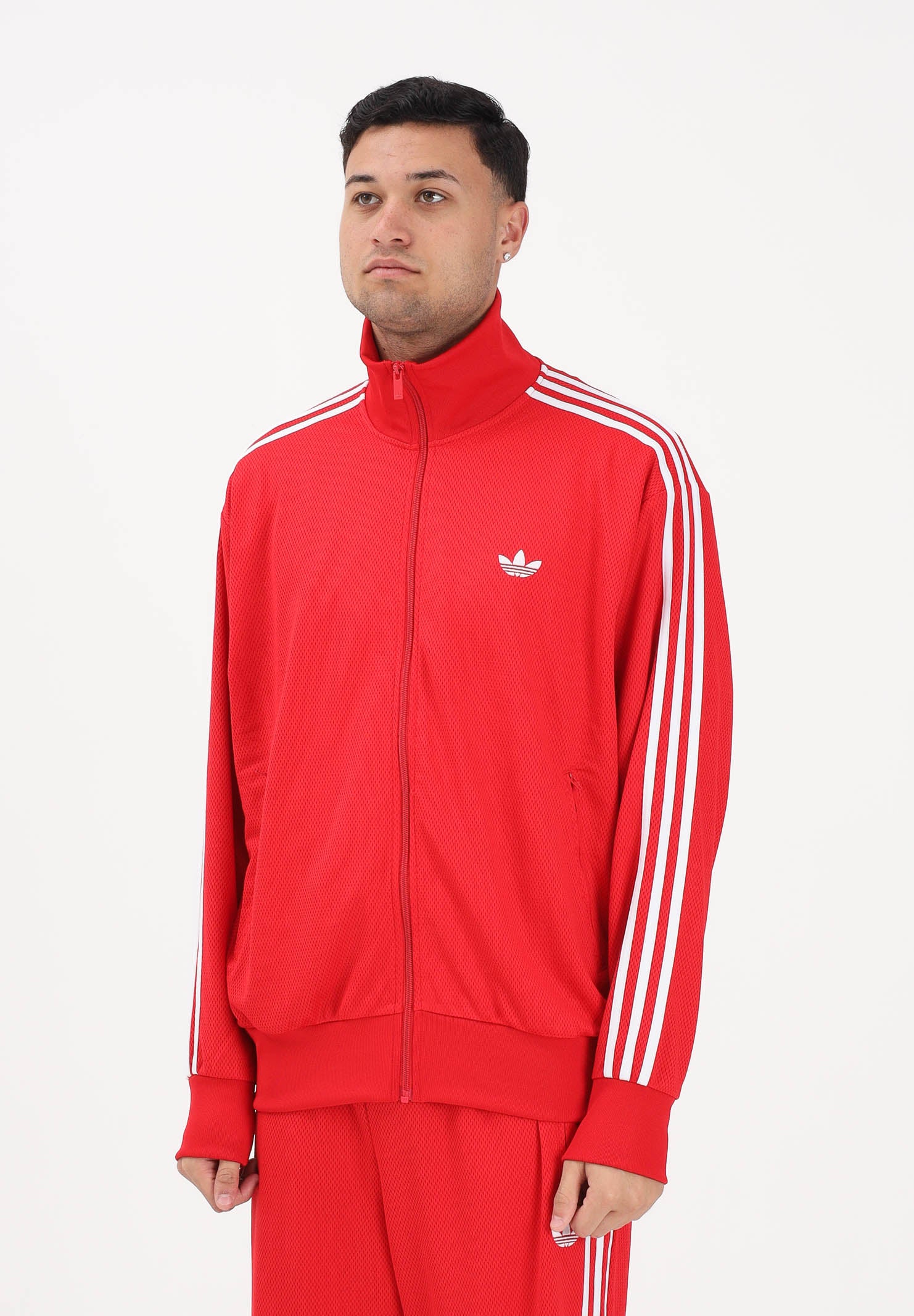 ADIDAS ORIGINALS Felpa con zip Firebird Adicolor Mesh rossa da uomo KE0788 . ADIDAS ORIGINALS