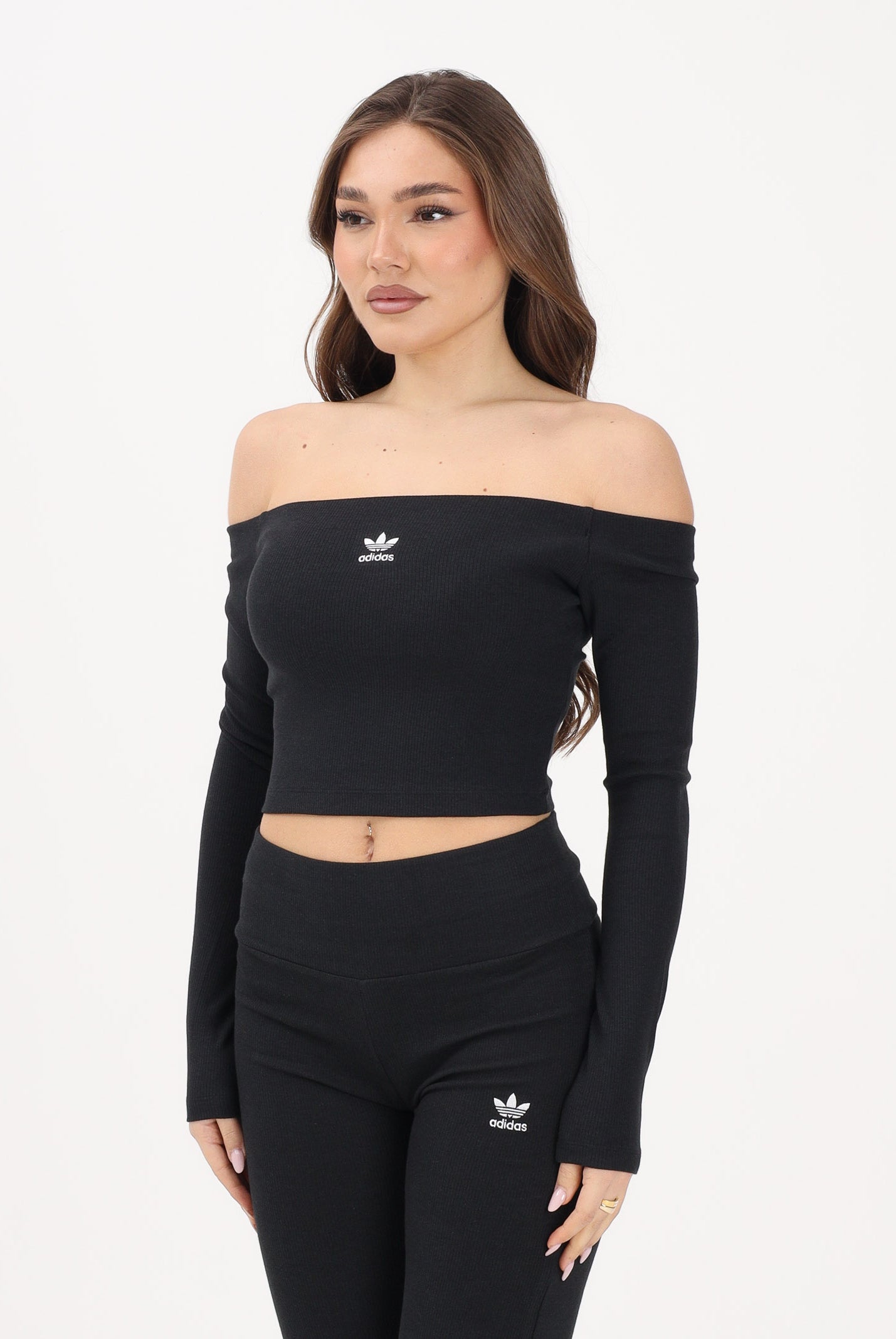 ADIDAS ORIGINALS Top Essentials Rib Off nero da donna KE3150 . ADIDAS ORIGINALS