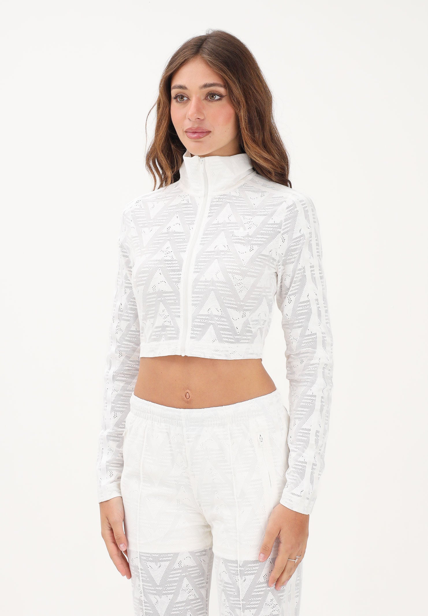 ADIDAS ORIGINALS Felpa con zip FIREBIRD CLASSIC LACE bianca da donna KE3451 . ADIDAS ORIGINALS