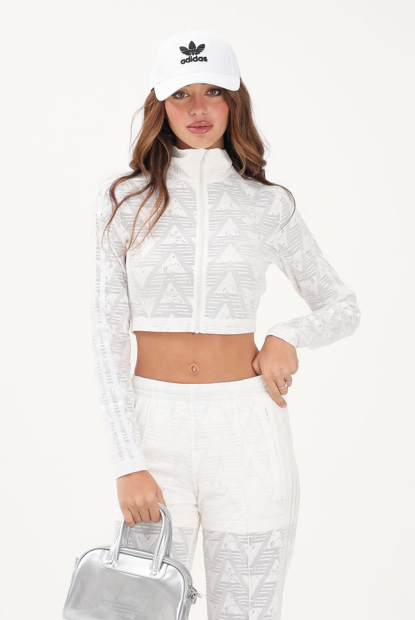 ADIDAS ORIGINALS Felpa con zip FIREBIRD CLASSIC LACE bianca da donna KE3451 . ADIDAS ORIGINALS