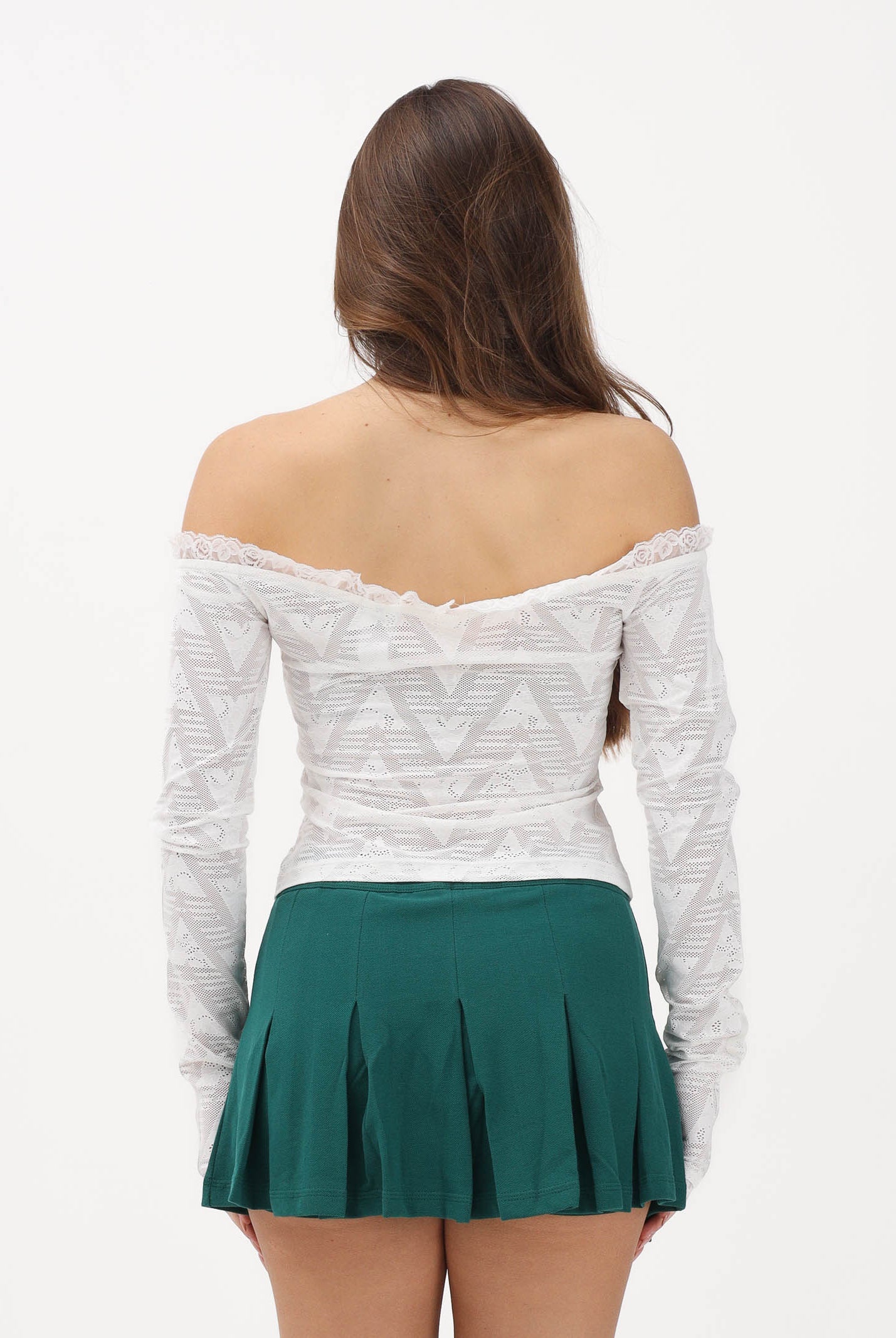 ADIDAS ORIGINALS Top a manica lunga Lace Bardot bianco da donna KE3458 . ADIDAS ORIGINALS