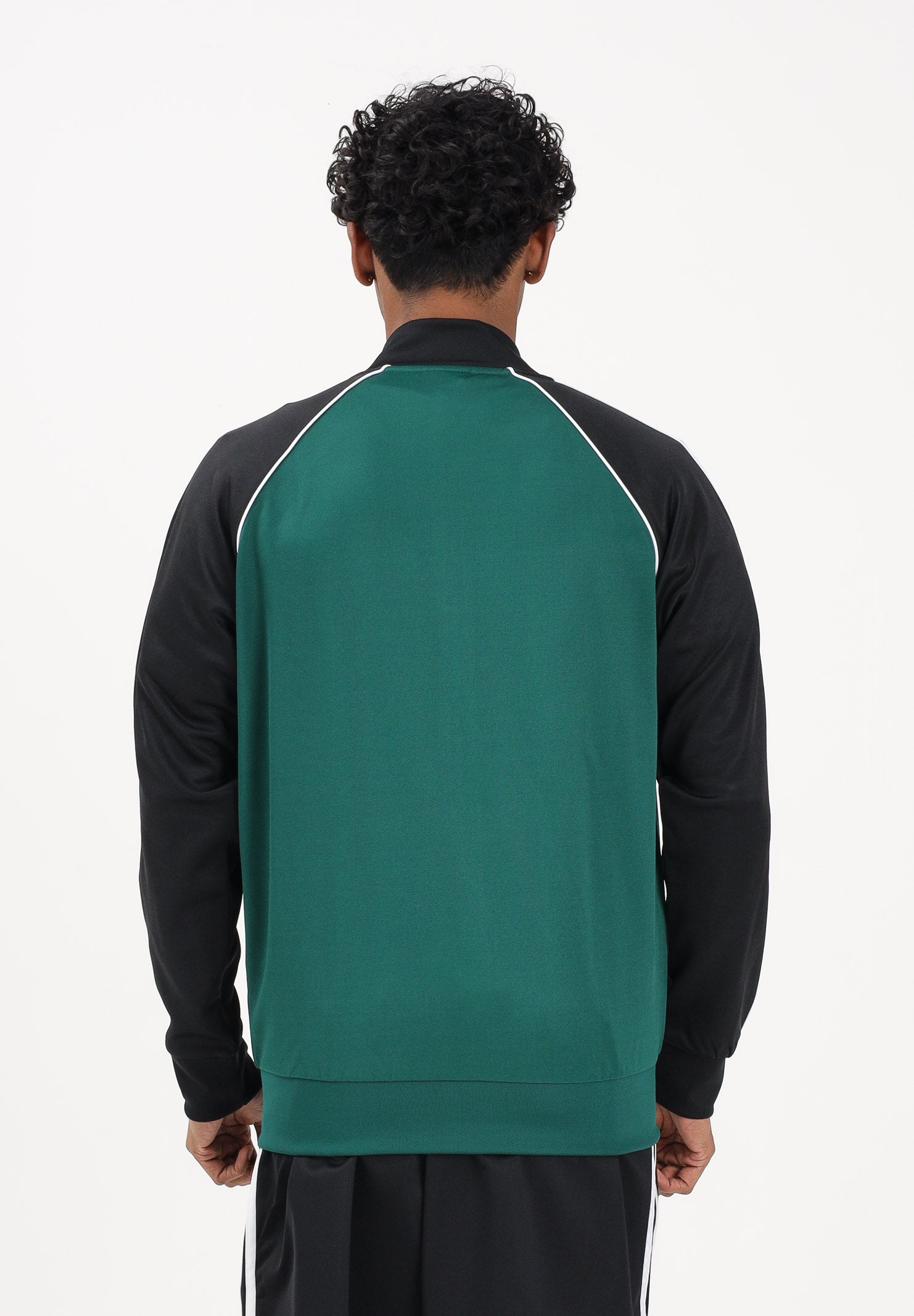 ADIDAS ORIGINALS Felpa con zip SST verde e nera da uomo KE3509 . ADIDAS ORIGINALS