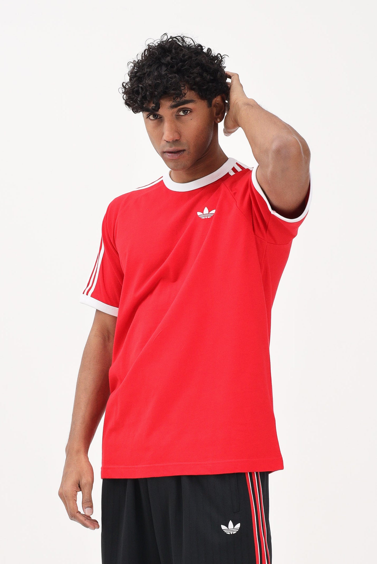 ADIDAS ORIGINALS T-shirt a manica corta 3-Stripes rossa da uomo KE3535 . ADIDAS ORIGINALS