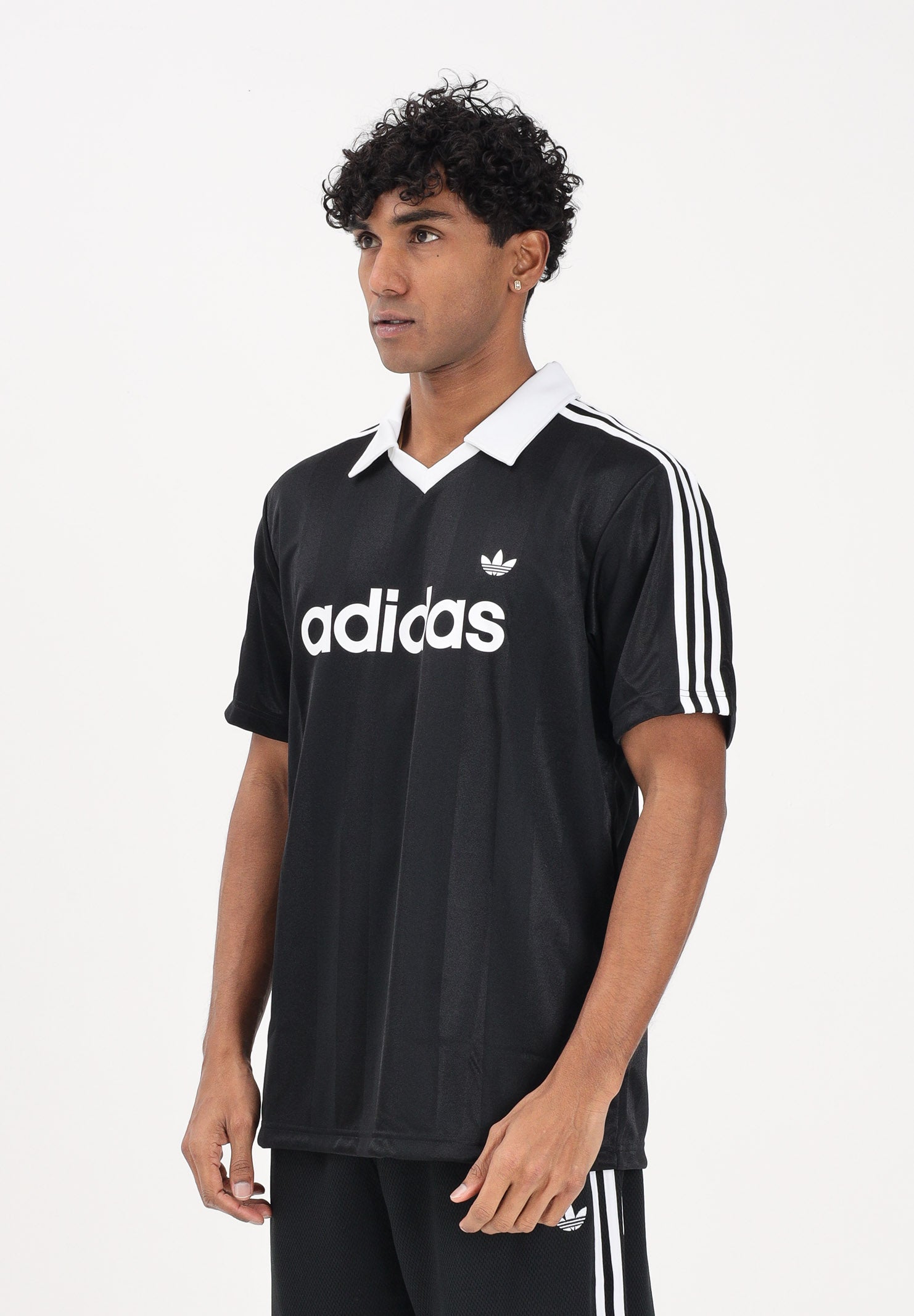 ADIDAS ORIGINALS Polo a manica corta Archive Collar Engineered Jersey nera da uomo KE3584 . ADIDAS ORIGINALS