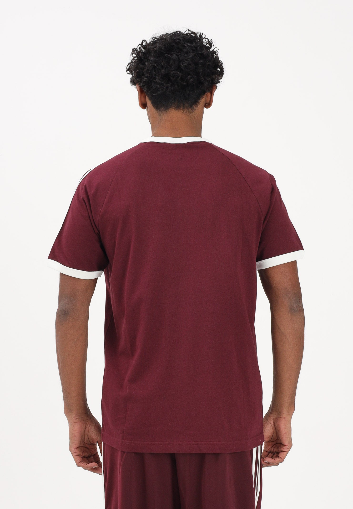 ADIDAS ORIGINALS T-shirt a manica corta 3 STRIPES bordeaux da uomo KQ9639 . ADIDAS ORIGINALS