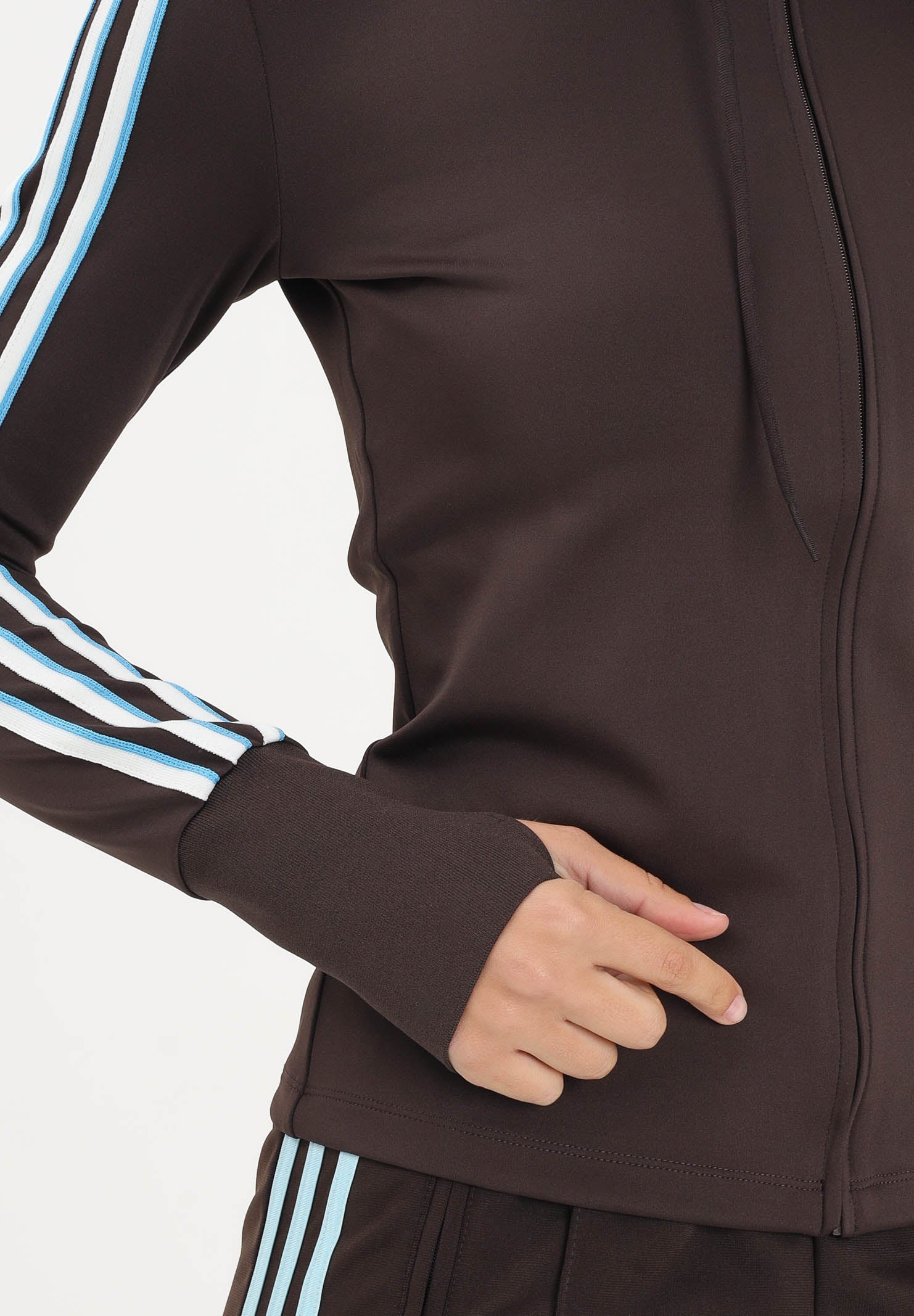 ADIDAS ORIGINALS Felpa con zip Trefoil marrone da donna KW4550 . ADIDAS ORIGINALS