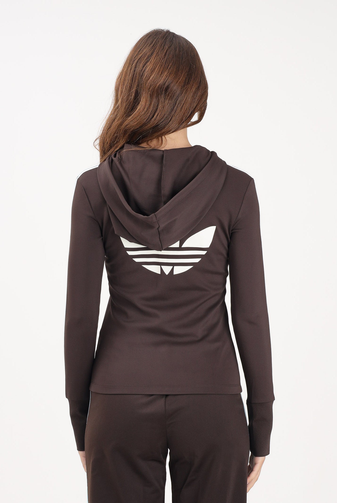ADIDAS ORIGINALS Felpa con zip Trefoil marrone da donna KW4550 . ADIDAS ORIGINALS