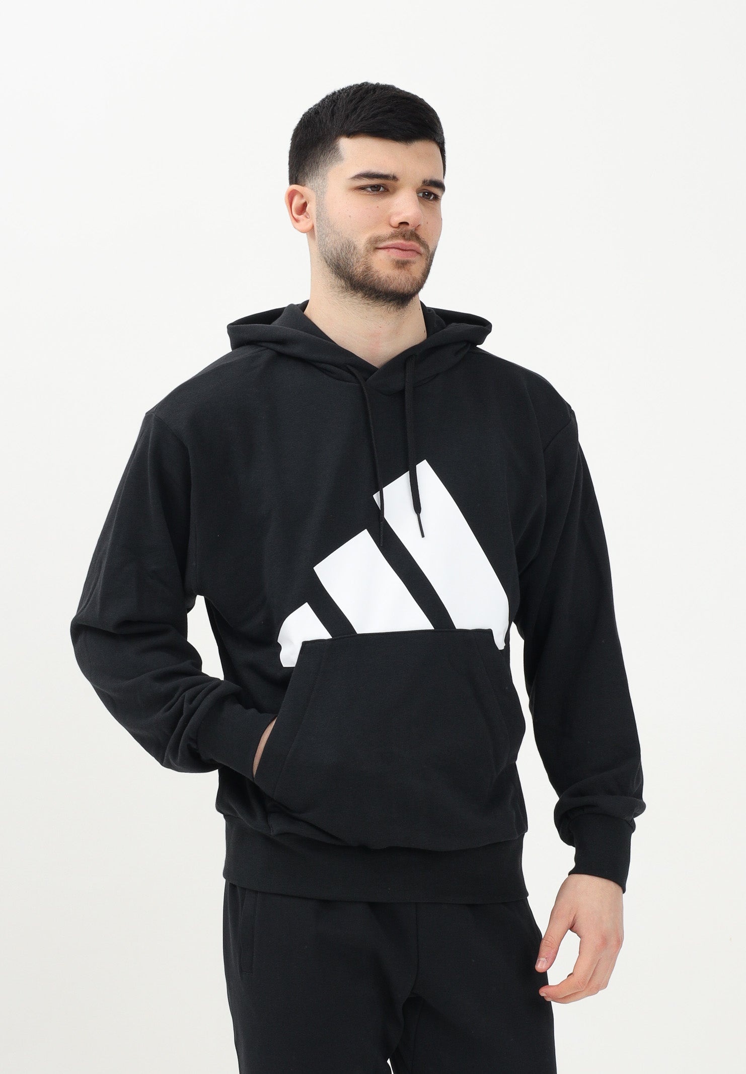 ADIDAS PERFORMANCE Felpa con cappuccio Essentials Big Logo French Terry nera da uomo IN6164 . ADIDAS PERFORMANCE