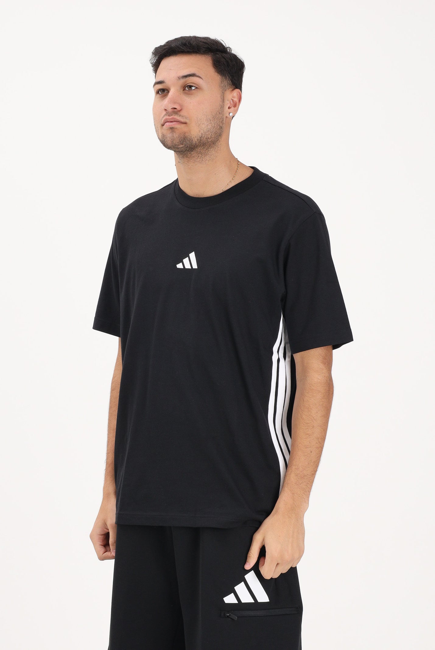 ADIDAS PERFORMANCE T-shirt a manica corta Essentials 3-Stripes Single Jersey nera da uomo JD1906 . ADIDAS PERFORMANCE